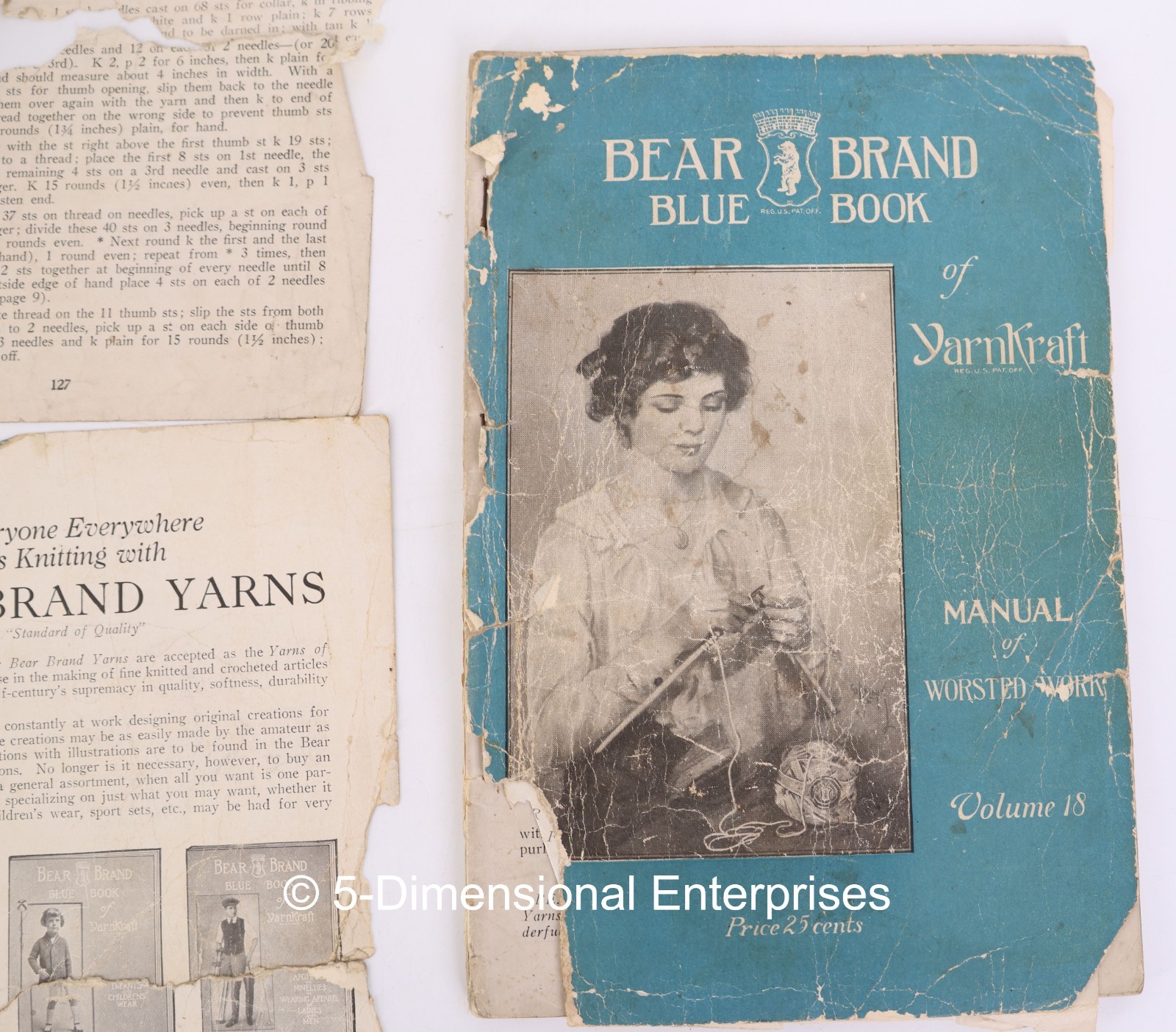 VTG 1910s Bear Brand Blue Book of YarnKraft Manual of Worsted Work Vol 18 25c