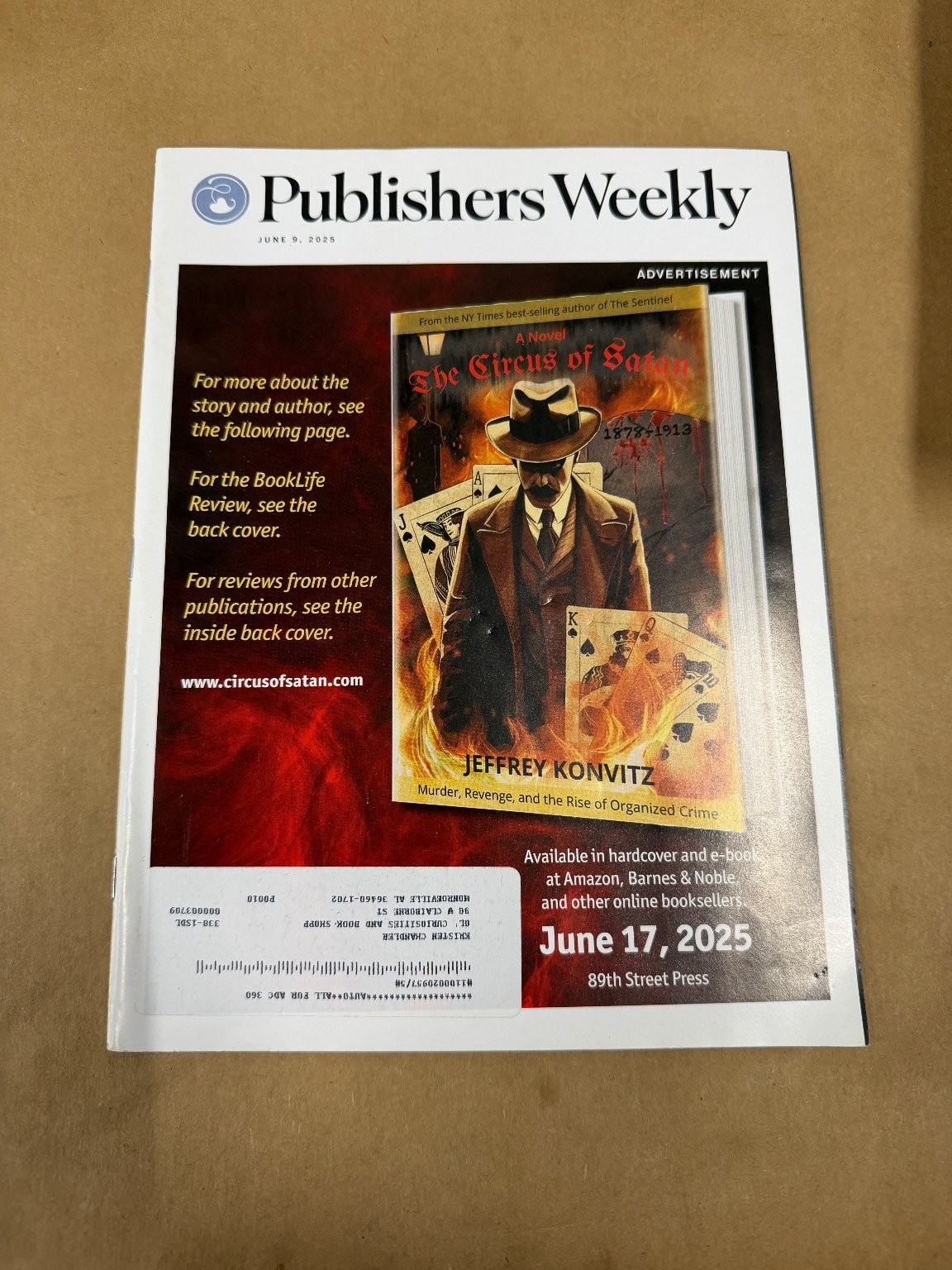 Publishers Weekly June 5 2023 The Circus of Satan Book Review Magazine