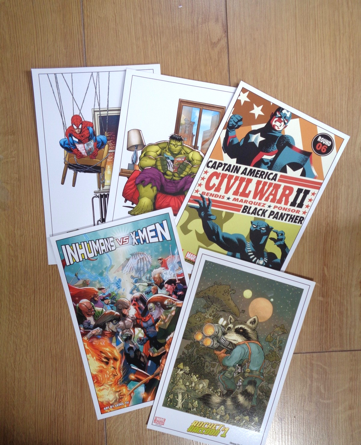 SET OF 5 MARVEL LITHOGRAPH 6.5 X 10inch PRINT SET – ON HIGH GLOSS CARD