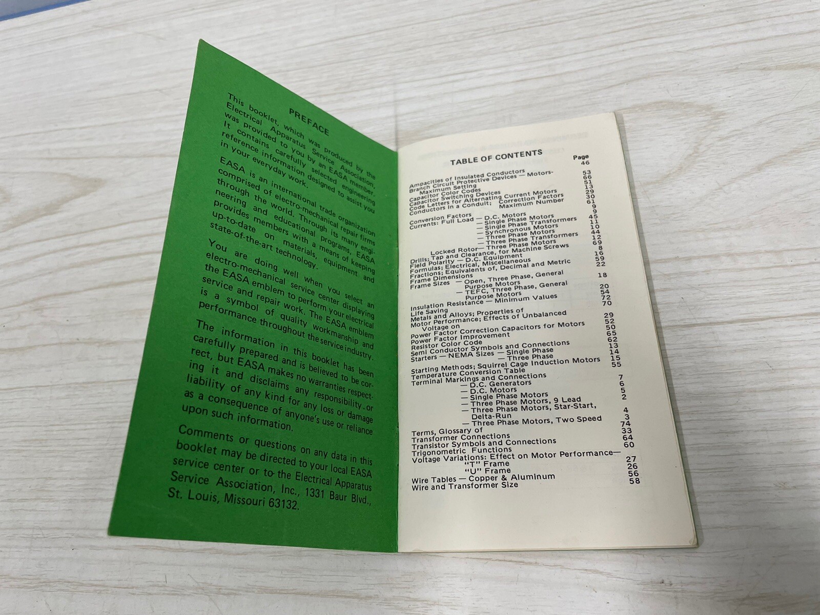 Vintage 1960s Electrical Engineering Pocket Handbook EASA Electric service