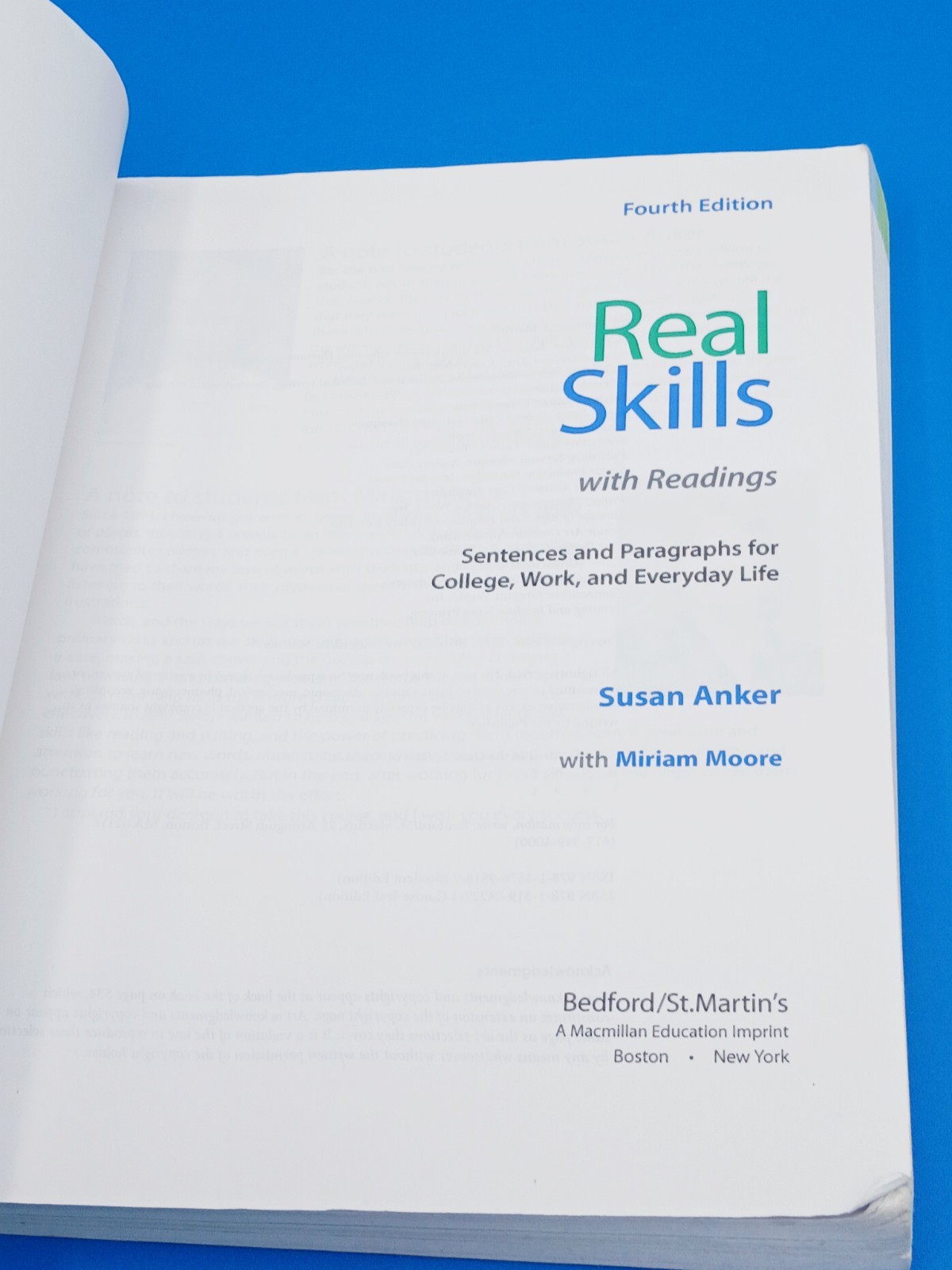 Real Skills with Readings: Sentences and Paragraphs for College 201mv.