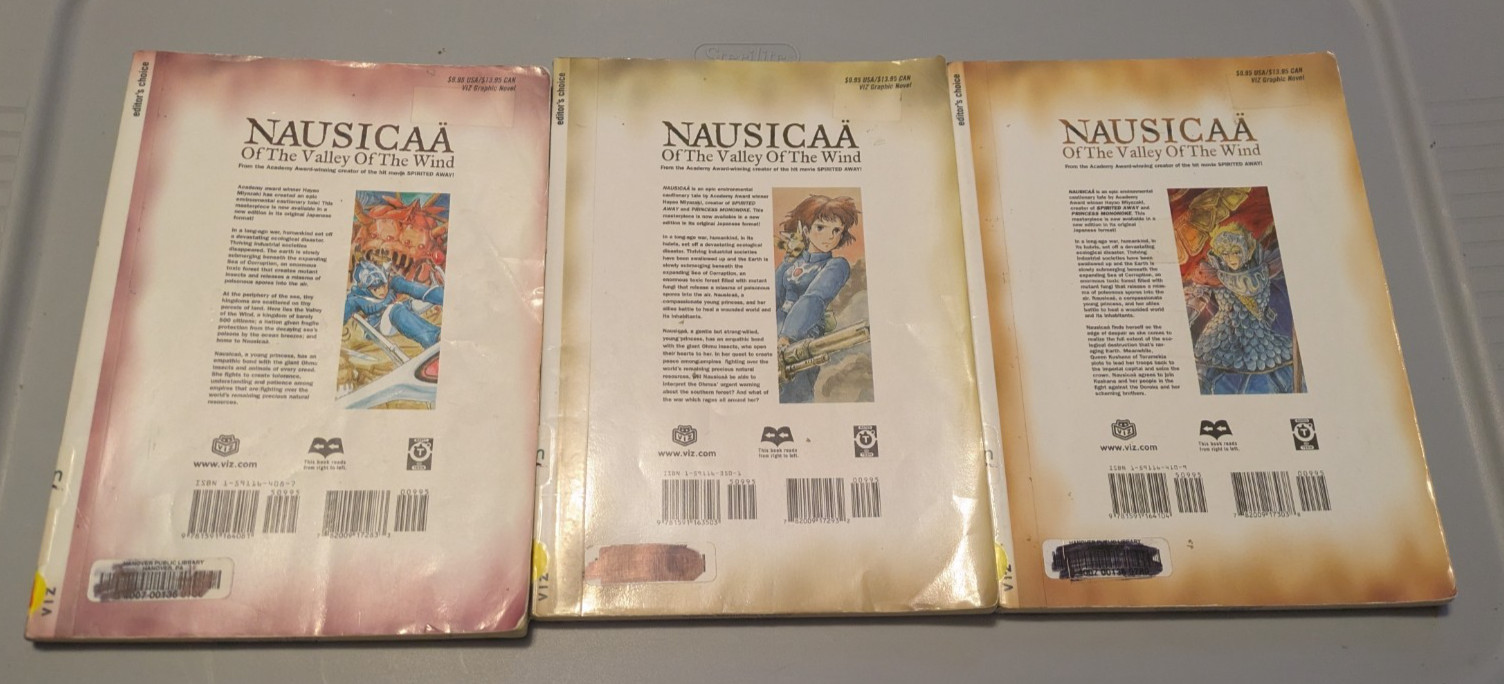 Lot of 3 Nausicaa of the Valley of the Wind Volume I, 2, 3 Library Copies