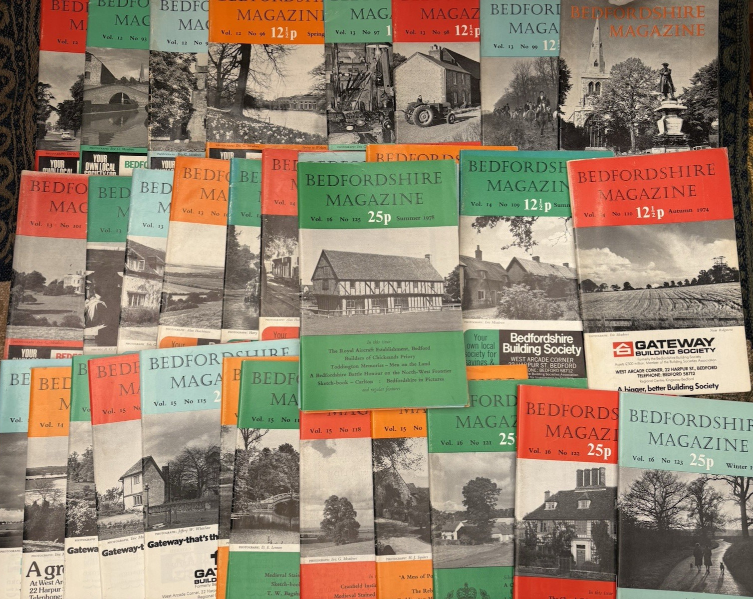 Bedfordshire Magazine, Set of 36, Various Issues 1970-1979, 100th Edition