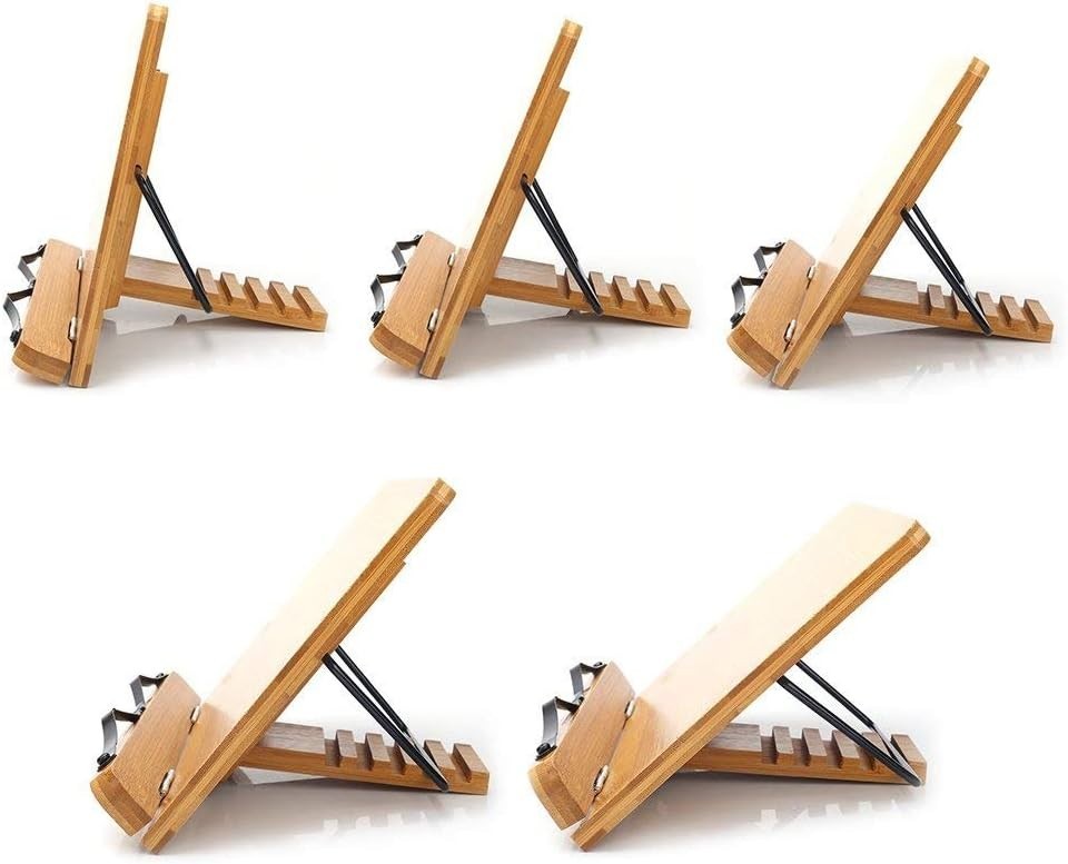 Portable Bamboo Book Holder – Sturdy, Adjustable Design for Cooking & Reading