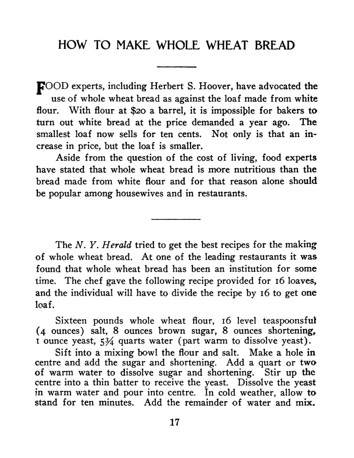 Cook Book Helpfull Recipes War Time “1917” 51 Pages