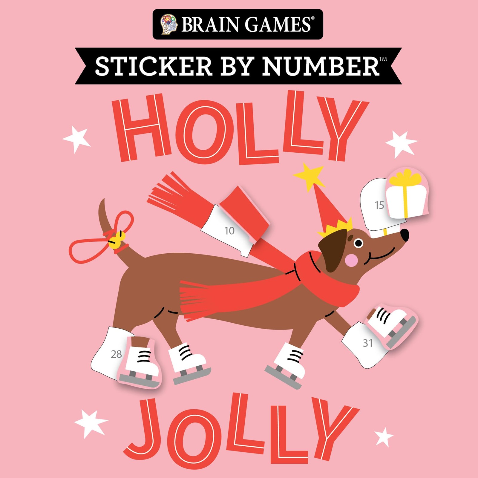 Brain Games – Sticker by Number Compact Edition: Holly Jolly | 7×7 Inches | …