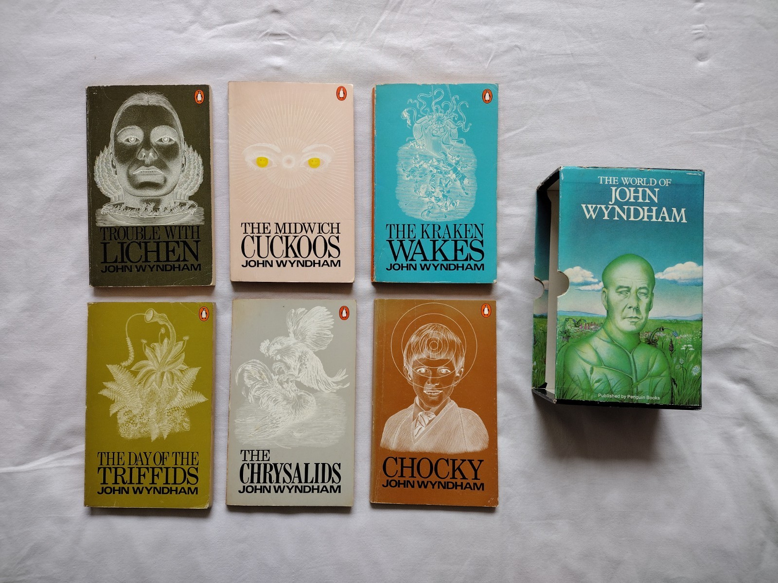 The World of John Wyndham | Vintage Sci Fi Six-Volume Penguin Box Set, 1970s