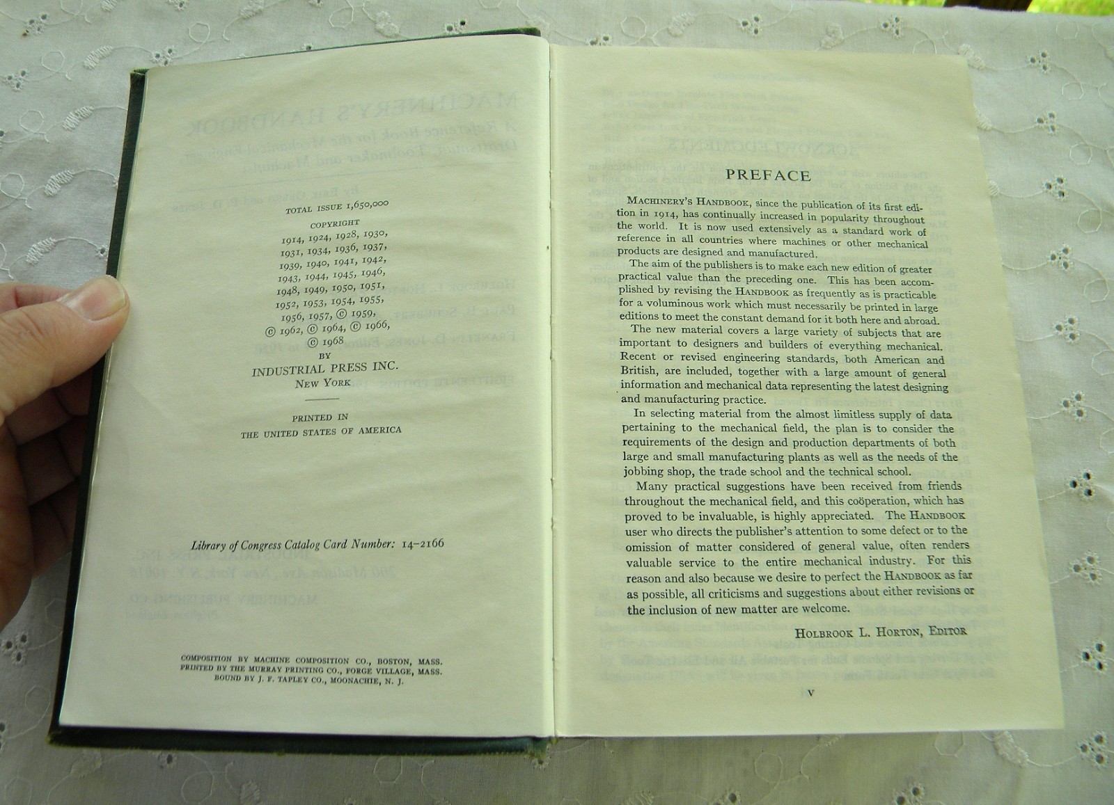Machinery’s Handbook Eighteenth Edition HC 1968 Oberg & Jones Industrial Press