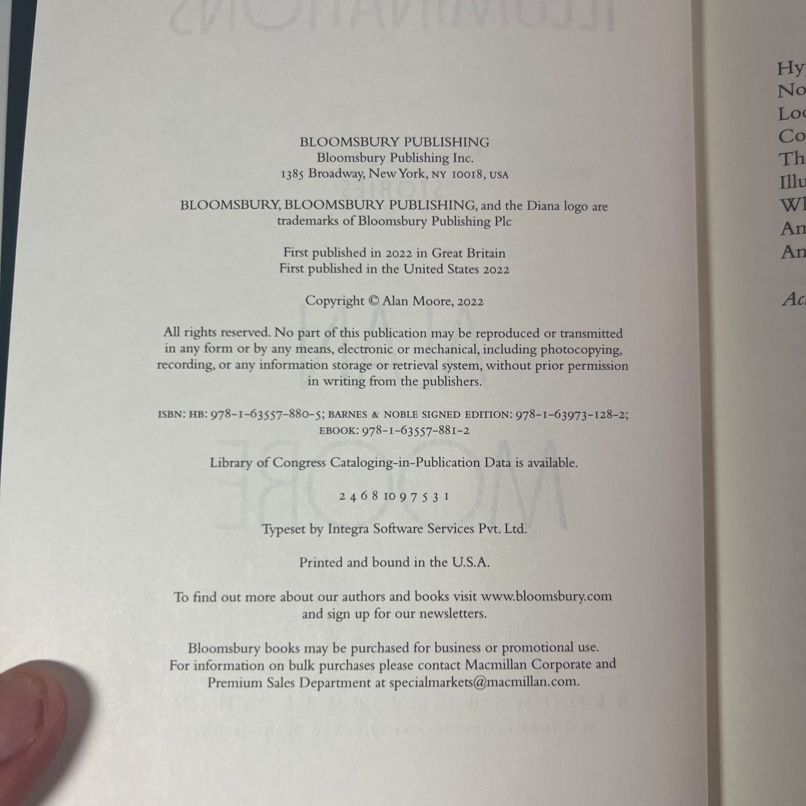 Illuminations Alan Moore Hardcover 1st Edition Bloomsbury Stories