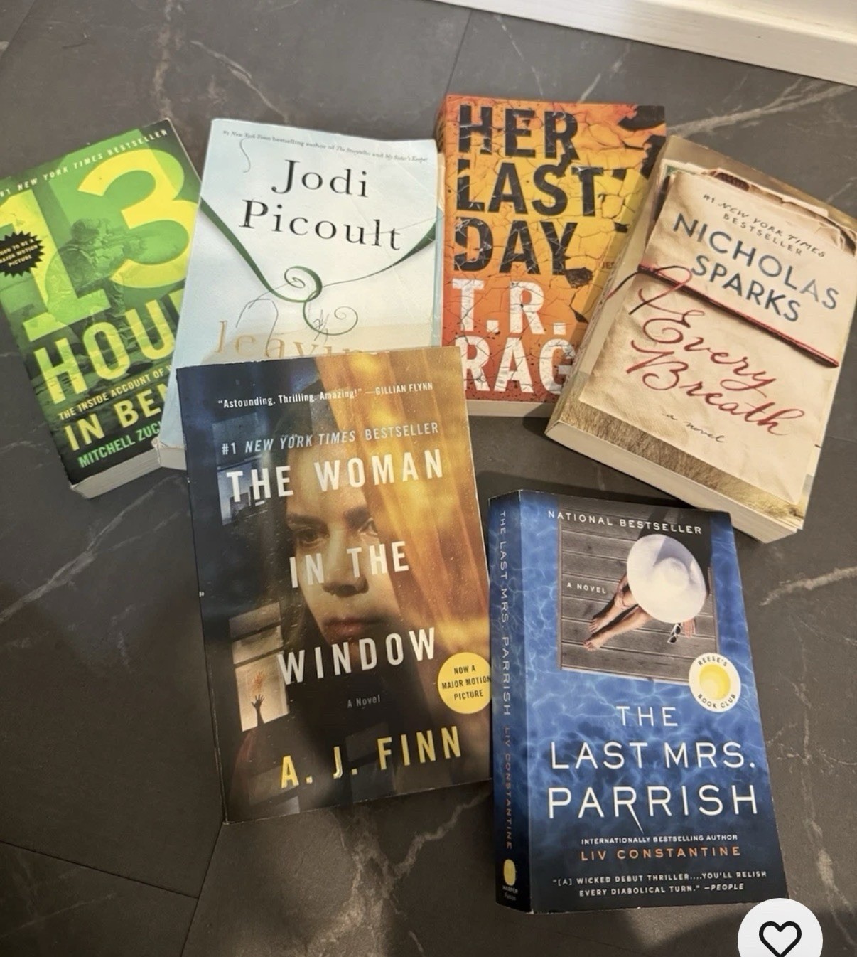 10 Fiction Bestsellers by Jodi Picoult, Nicholas Sparks, A.J. Finn – Lot