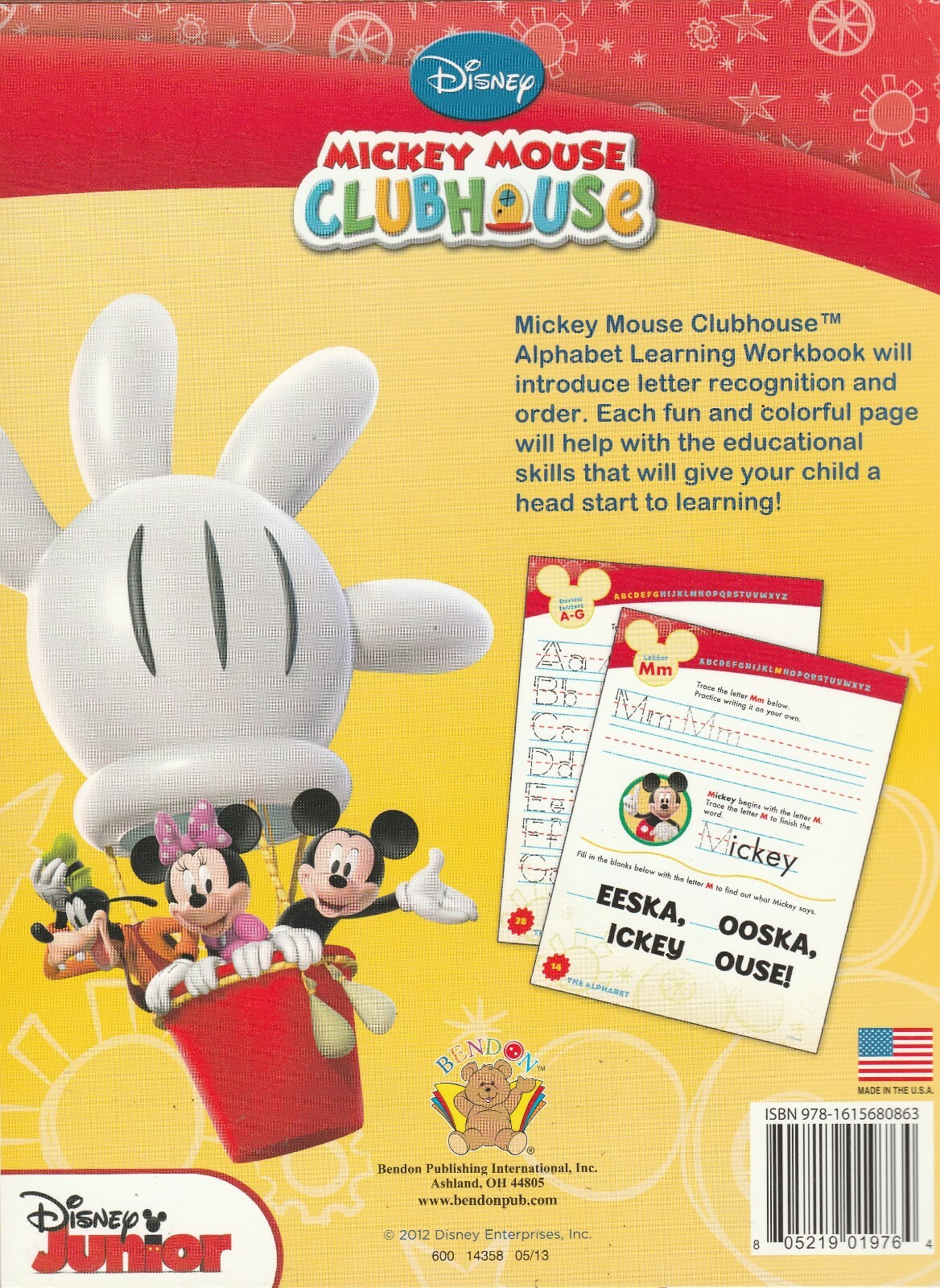 Disney Mickey Mouse Clubhouse Alphabet Learning Workbook Fun Learning Activities