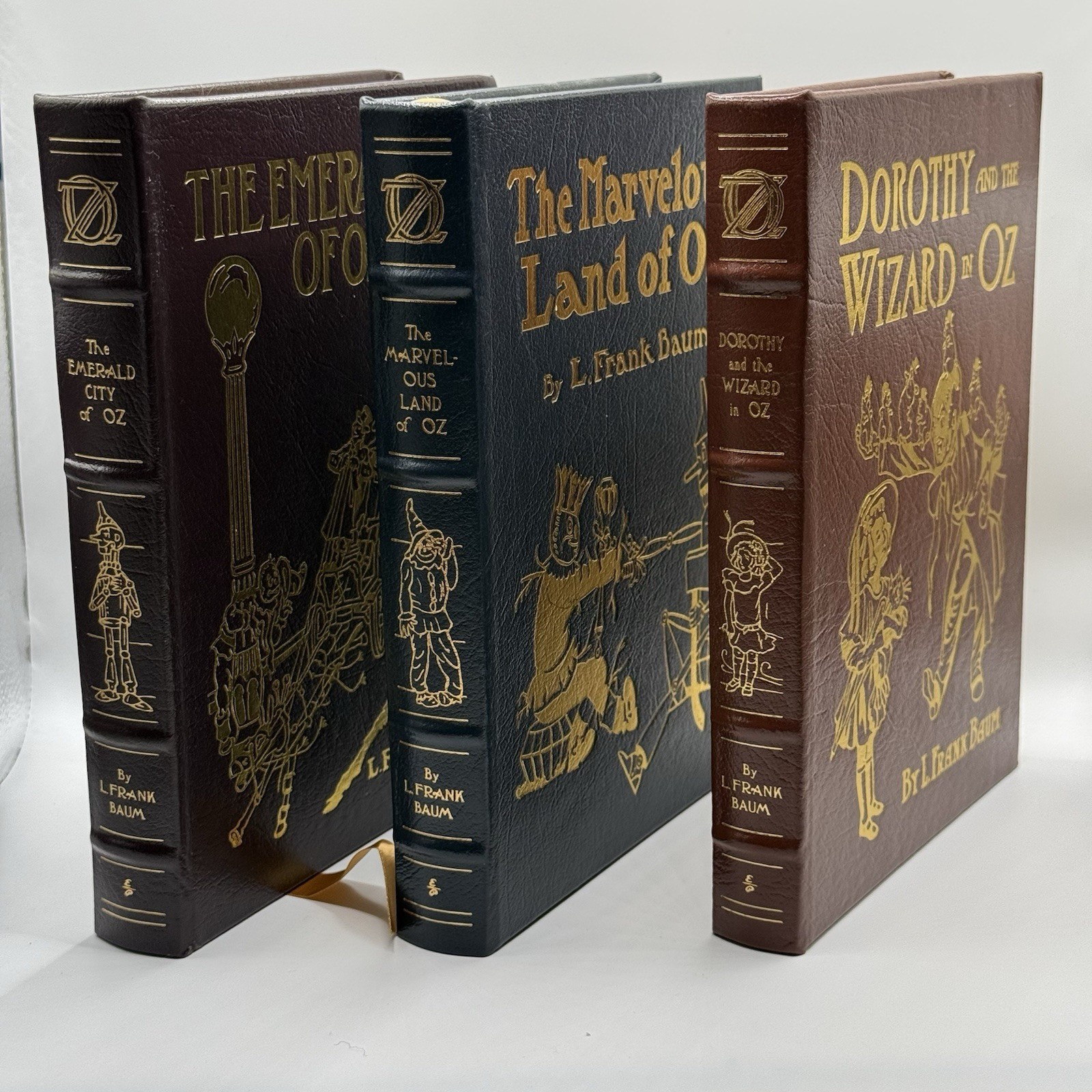 EASTON PRESS L. Frank Baum Leather illustrated Gilded Bundle Of 3 Oz Books
