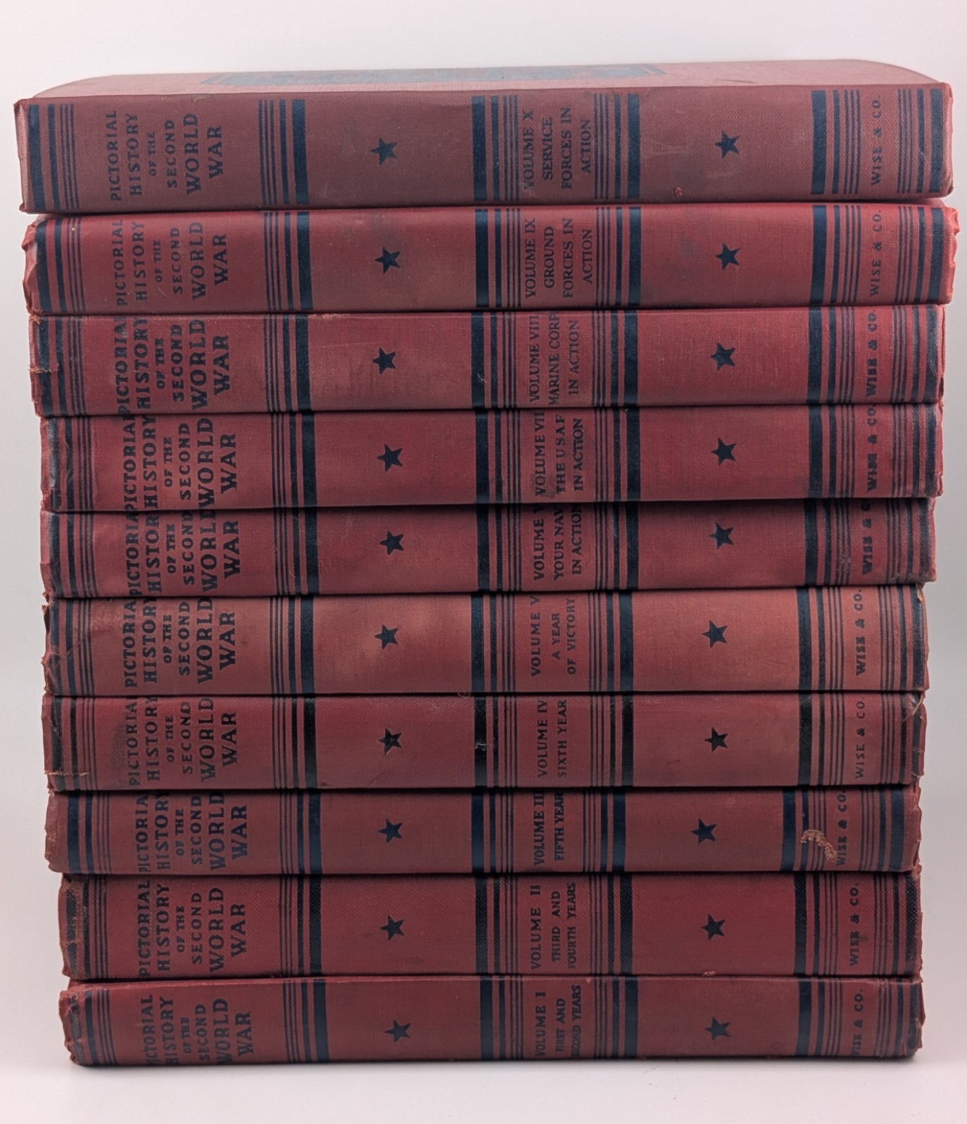 VINTAGE 1940’s Pictorial History of the Second World War Vol. 1-10 Complete Set