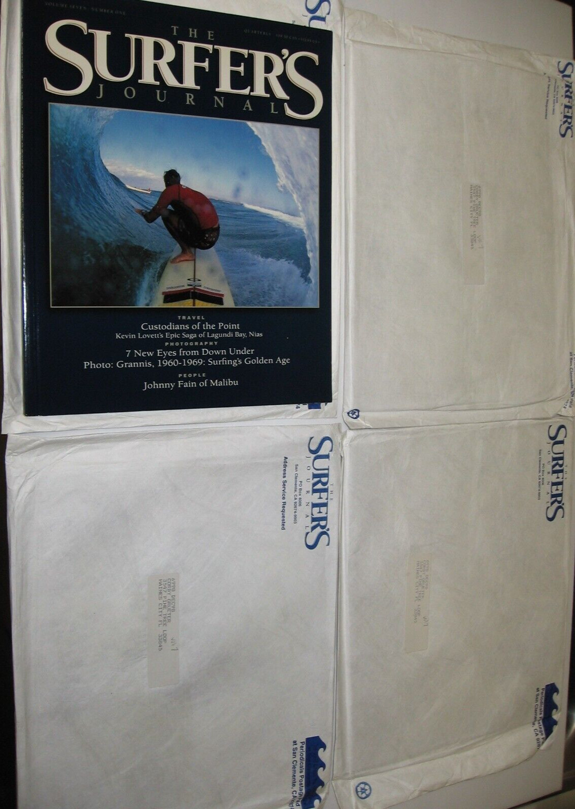 1999 Surfer’s Journal Magazine Vol. 7, issue 1 opened, 2, 3, 4 New in Mail Env.