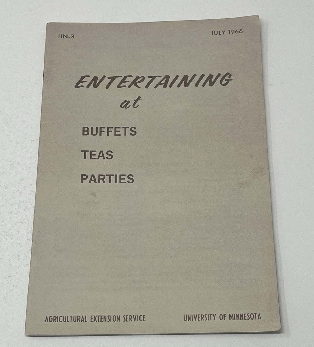1966 University Of Minnesota Entertaining Buffets Tea Party Recipe Book Booklet