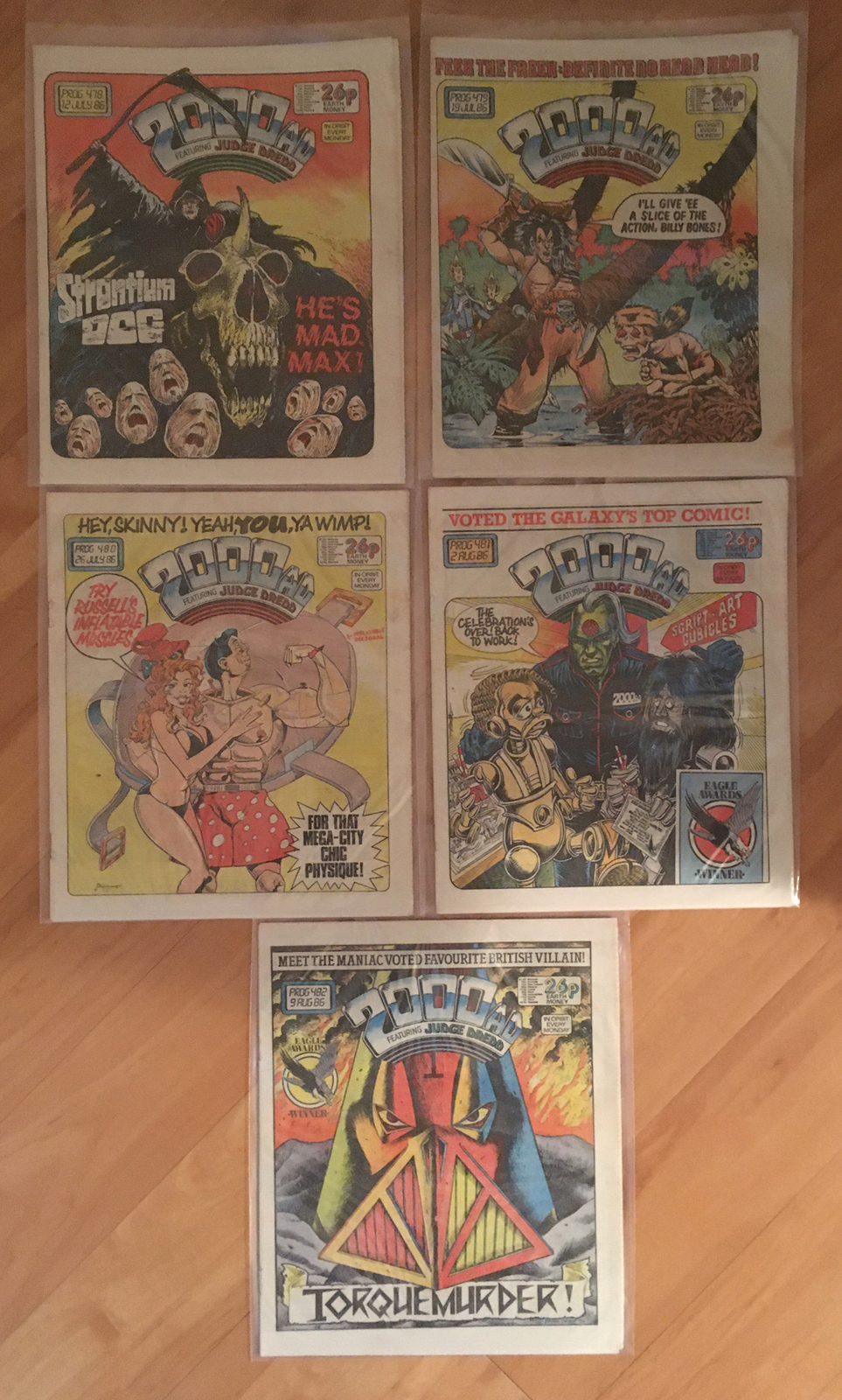 2000 AD comic issues 478 479 480 481 482 Judge Dredd Anderson Strontium Dog 1986
