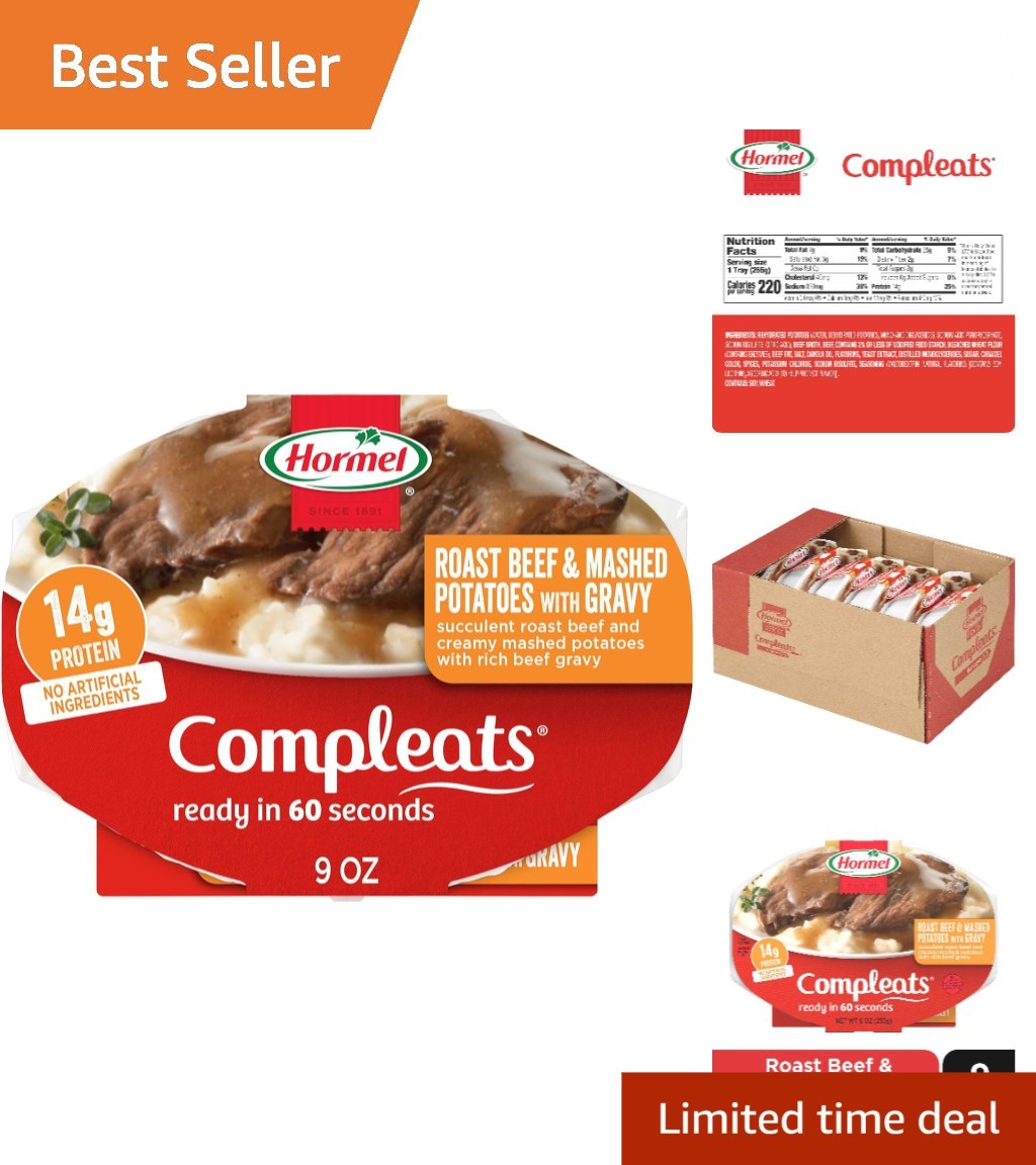 Roast Beef & Mashed Potatoes Microwave Tray – 9oz Pack of 6 for Quick Meals