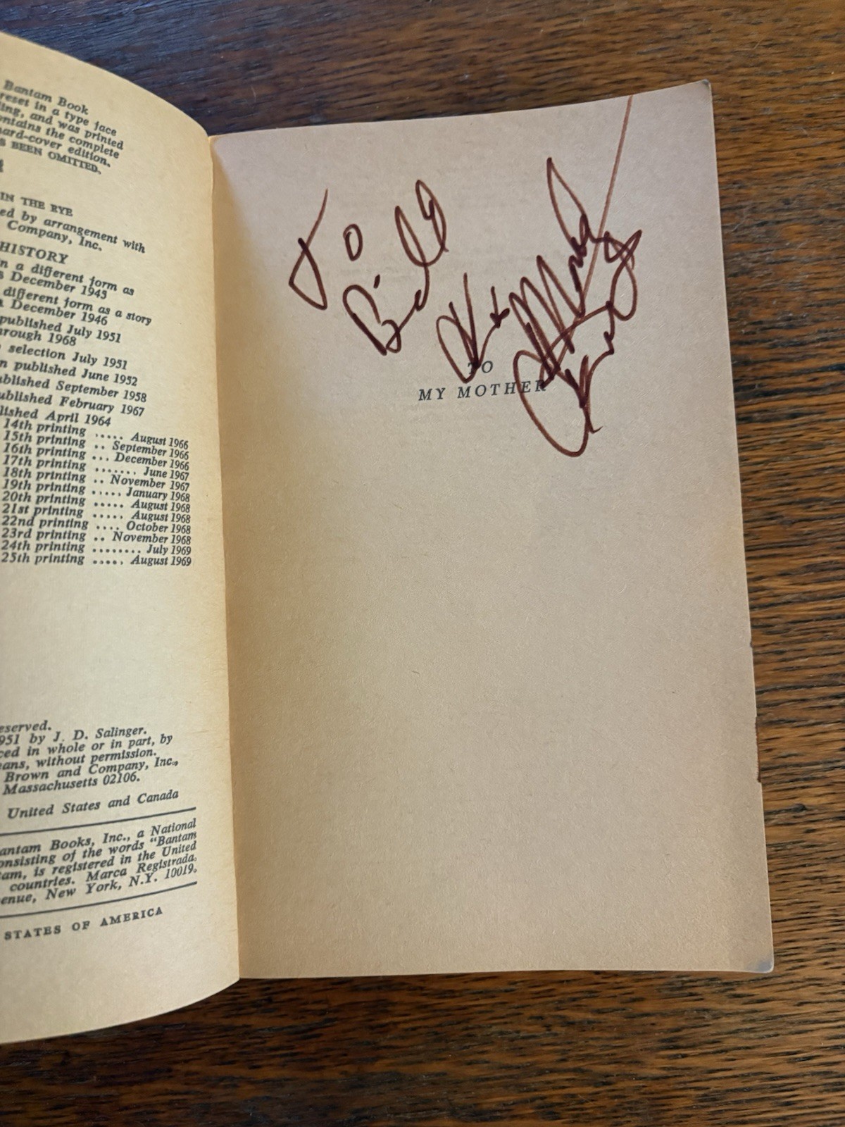The Catcher in the Rye By JD Salinger Signed Copy