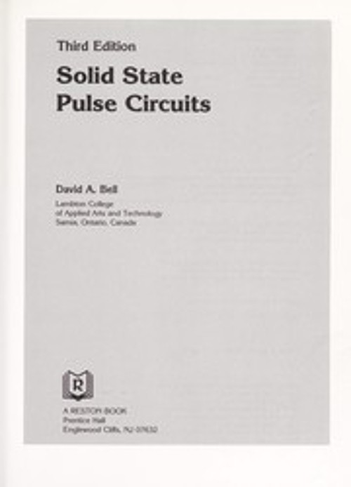 Solid State Pulse Circuits Hardcover David A. Bell