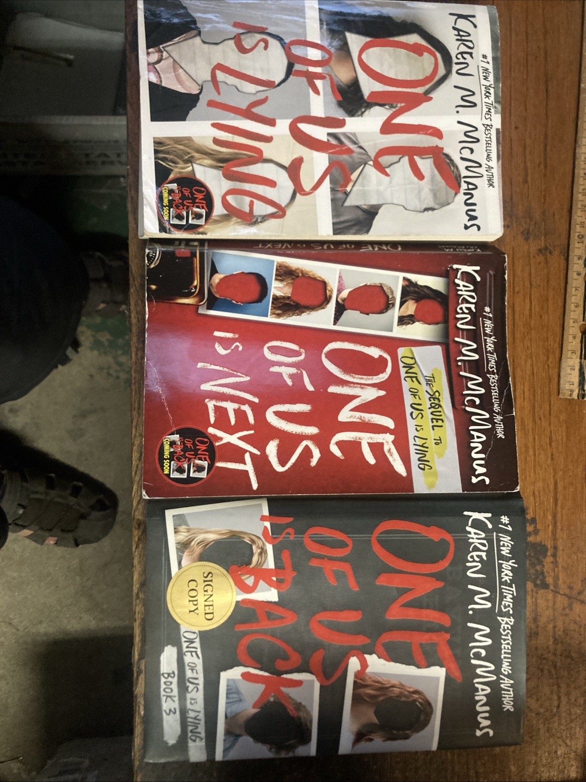 Karen M. McManus One of Us Trilogy HC/PB Lot – One of Us Is Lying, Next, Signed