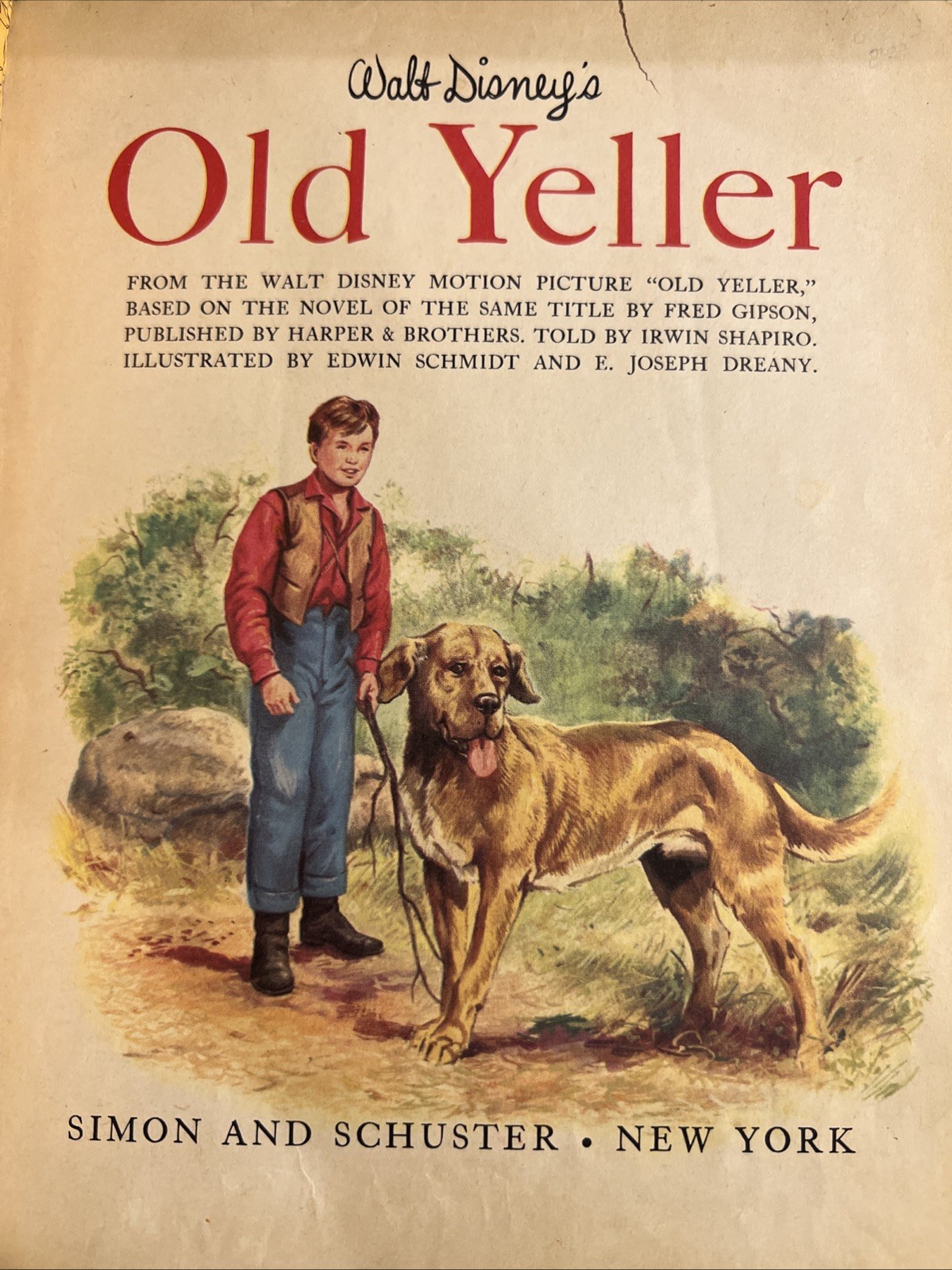 Vintage A Little Golden Book Walt Disney’s Old Yeller D65 .25 1957 “B” #5112