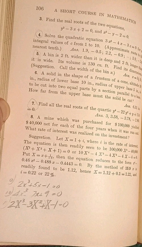 1924 “A Short Course In Mathematics” By Robert E. Moritz-The MacMillan Company
