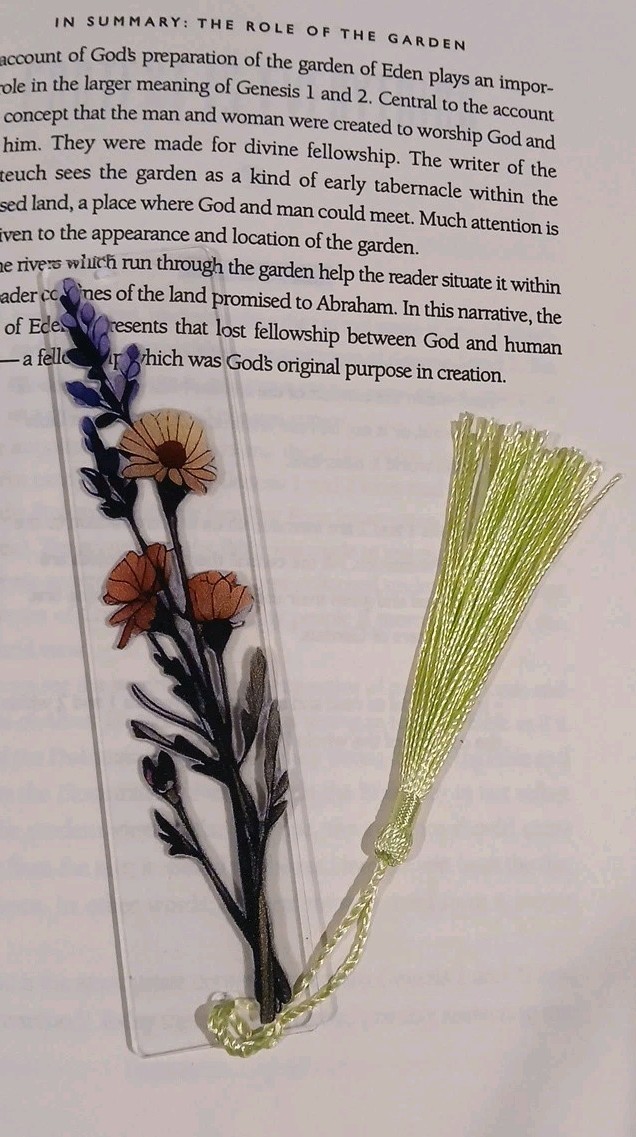 Flowers Bookmark with Tassel – Acrylic – Size Is 5.1″ X 1.8″ – New – Fast Ship