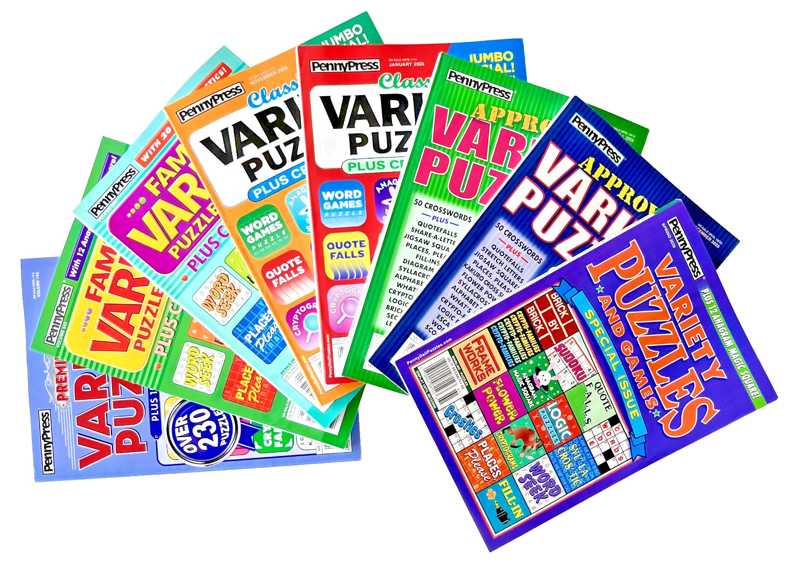 NEW Lot 8 Dell Penny Press VARIETY Family Classic Puzzle Books & More!