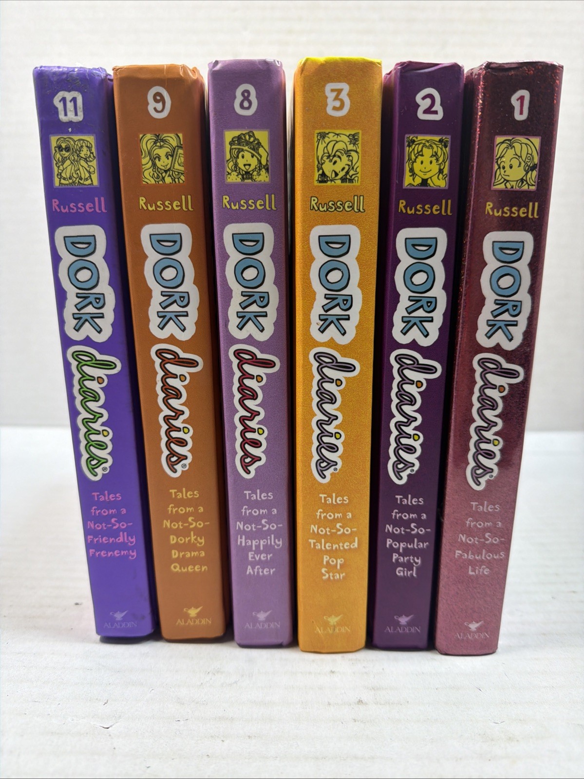 Dork Diaries by Rachel Renée Russell Lot Of 6 Books – 1, 2, 3, 8, 9, 11
