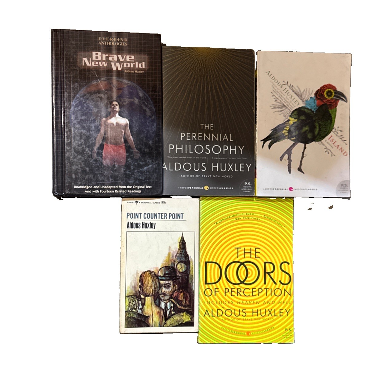 Aldous Huxley Book Lot 5 Brave New World Doors of Perception Perennial
