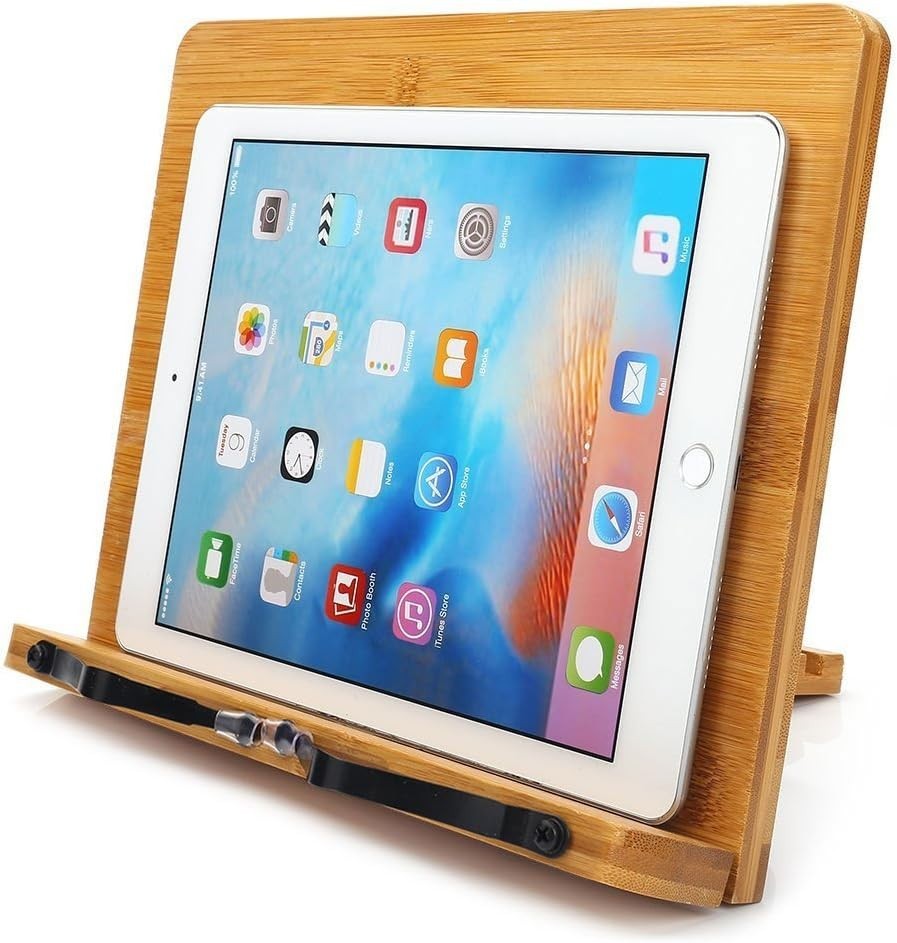 Portable Bamboo Book Holder – Sturdy, Adjustable Design for Cooking & Reading