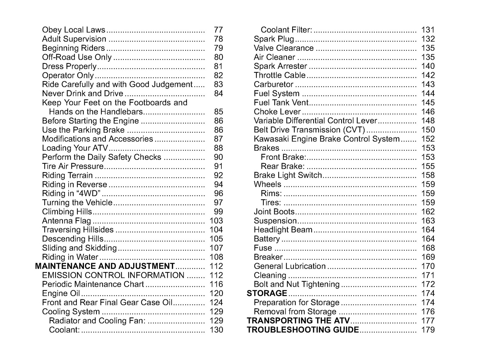 KAWASAKI Brute Force 650 4×4 Owners Manual 2010 – WIRE BOUND – TOUGH COVERS