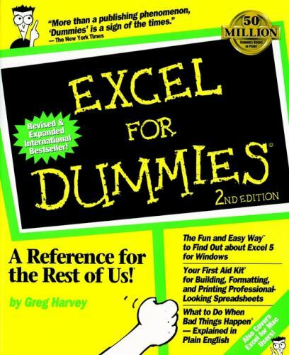 Excel for Dummies by Harvey, Greg