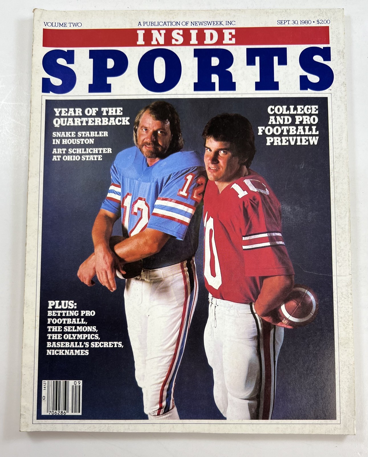 Inside Sports Magazine September 30, 1980 Featuring Stabler & Schlichter MG32