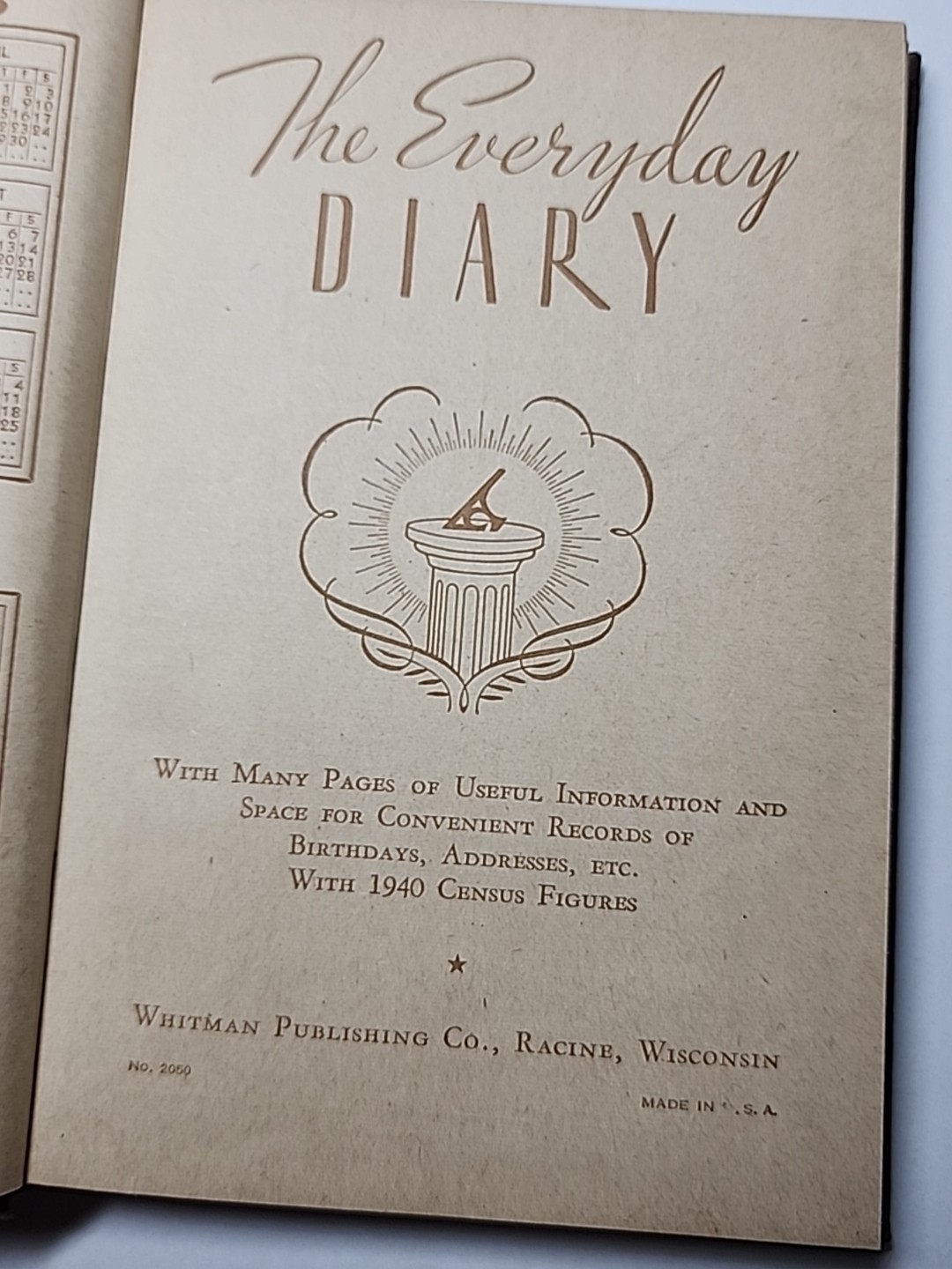Witman Publishing 1940s Everyday Diary Journal Unused Book RARE Brown Vtg