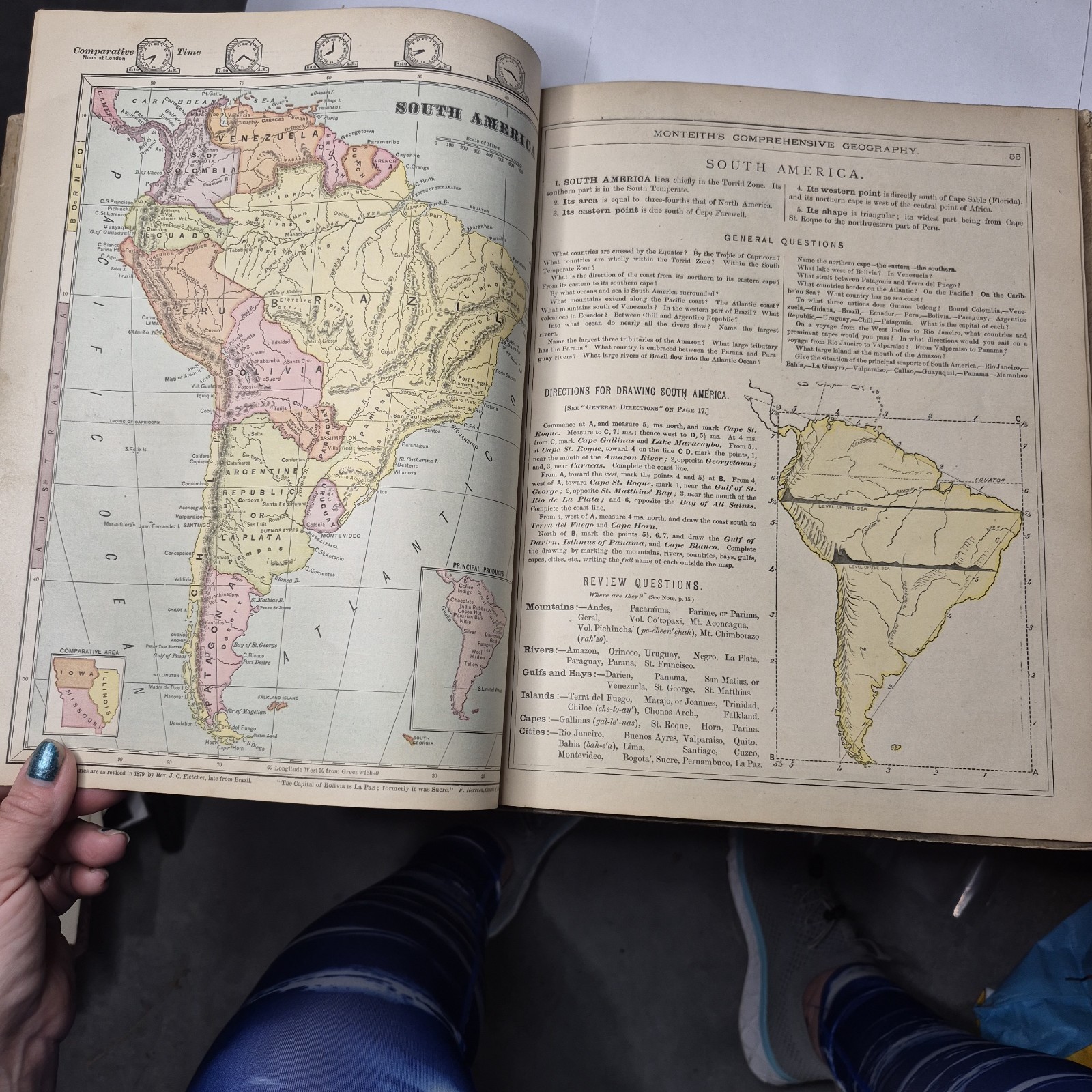 1872 Monteith’s Comprehensive Geography New England Edition Atlas Color Maps C03