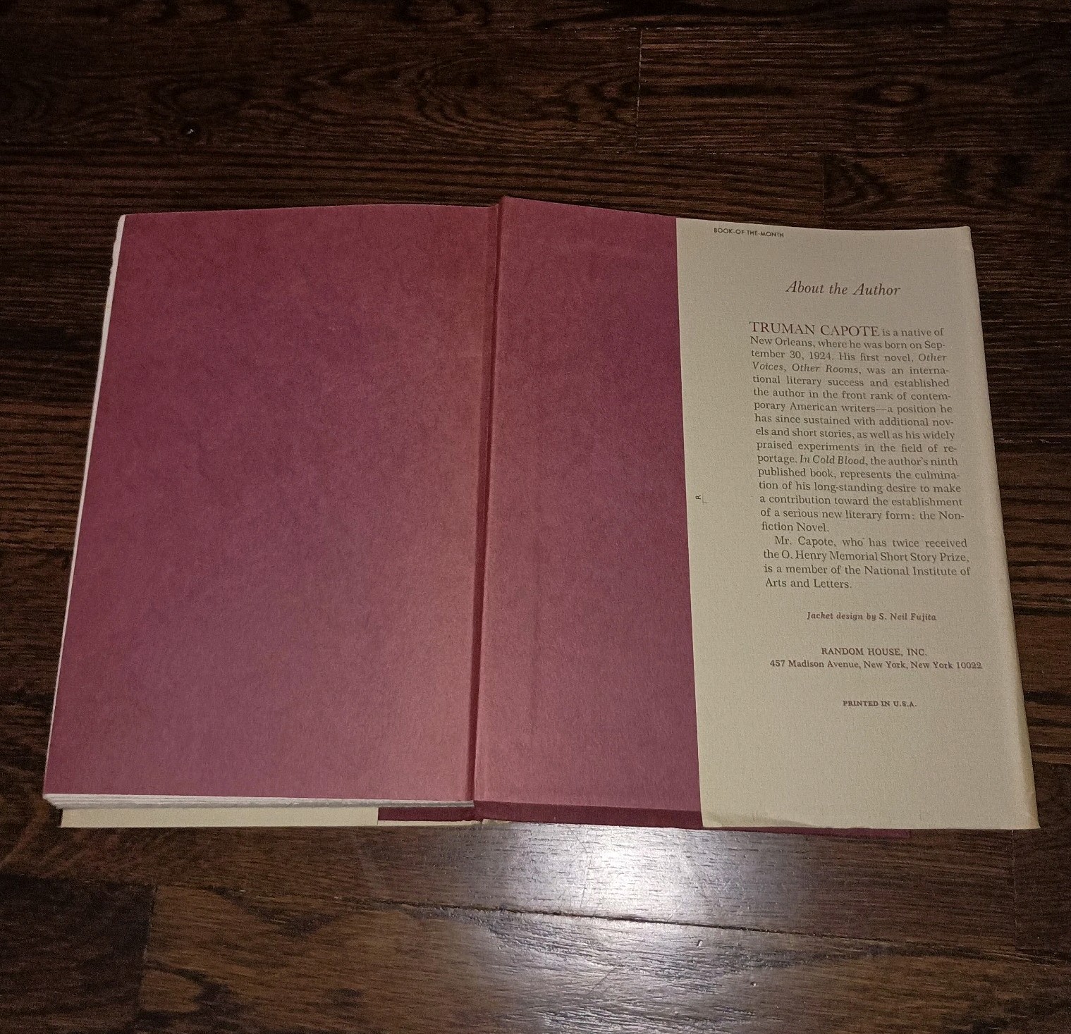 In Cold Blood Truman Capote 1965 First Edition Hardcover Book Of The Month Club