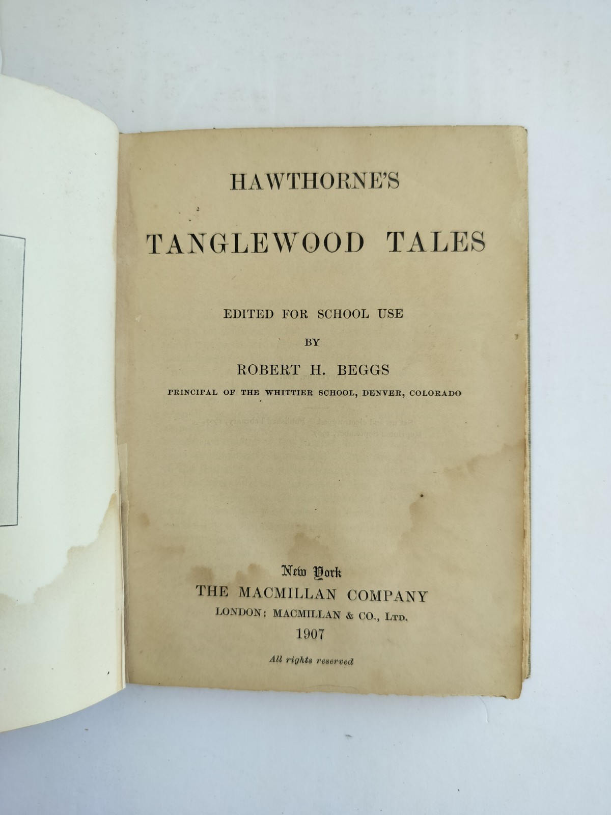 Hawthorne’s Tanglewood Tales Book The Macmillan Company 1907 Pocket Book HC