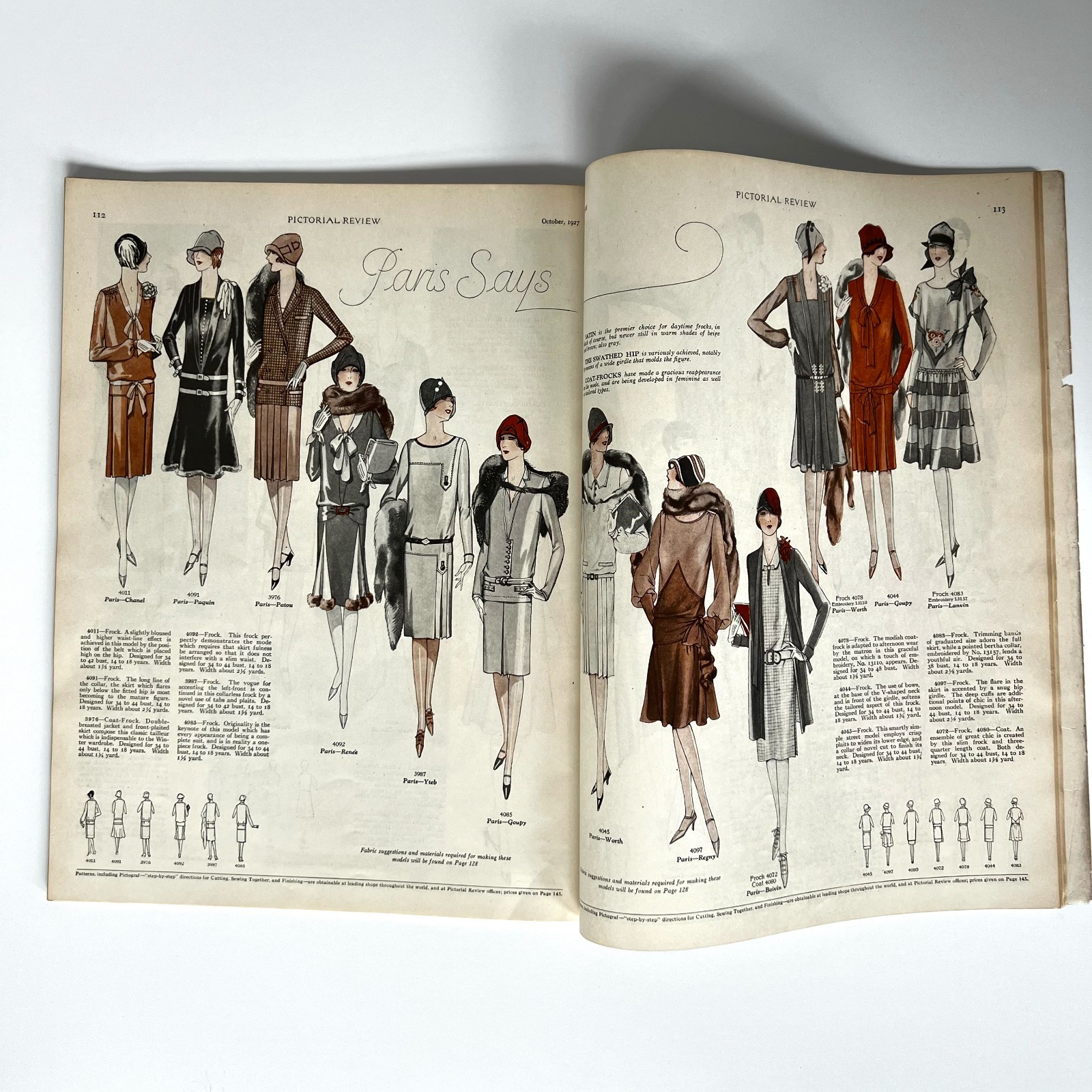 VTG Oct 1927 Pictorial Review McClelland Barclay Paris Fashion Halloween
