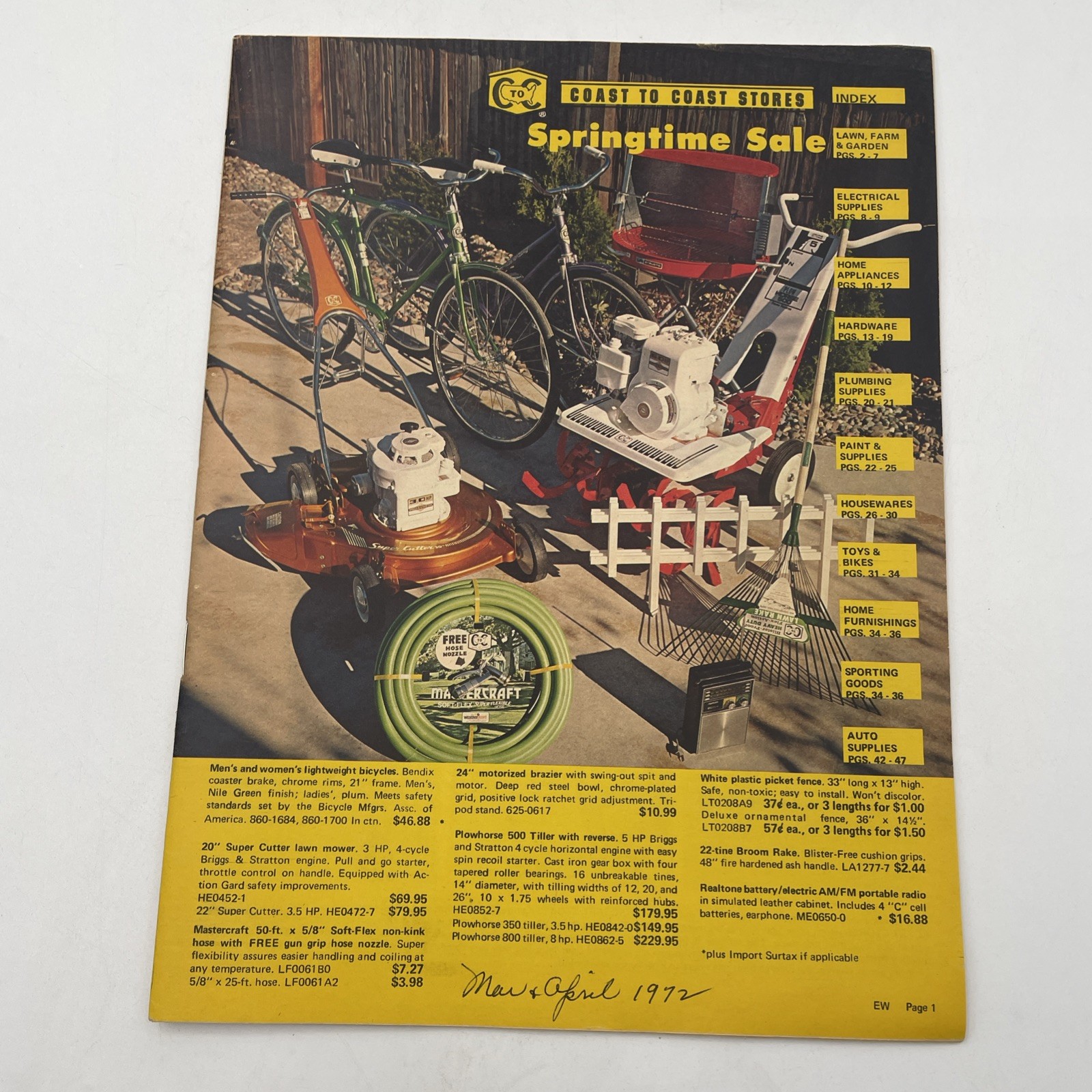 1972 Spring Mailer Coast To Coast Lawn/Garden Fishing Tools Mini Bikes 48 Pages