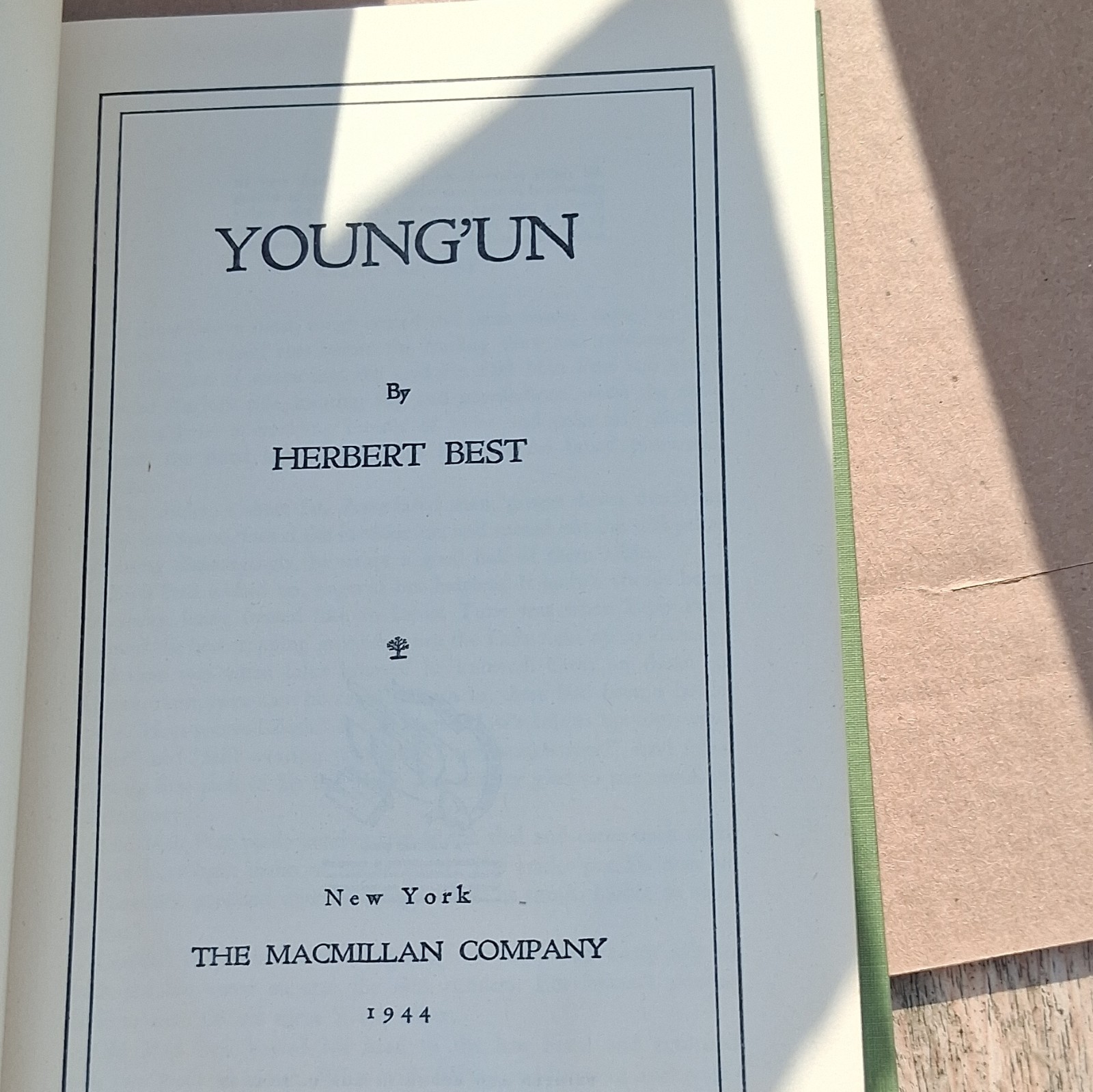 Herbert Best Young’un Hardcover Novel The Macmillan Company 1944 English