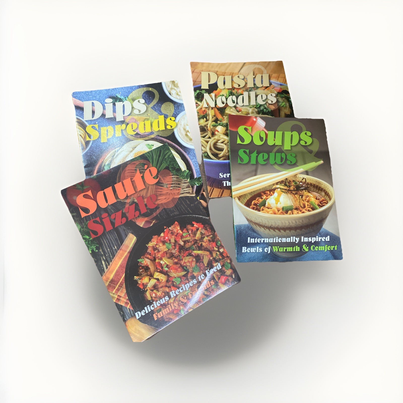 Lot of 4 DreamTivity Cookbooks – Pasta, Soups, Sauté & Dips – NEW out Box