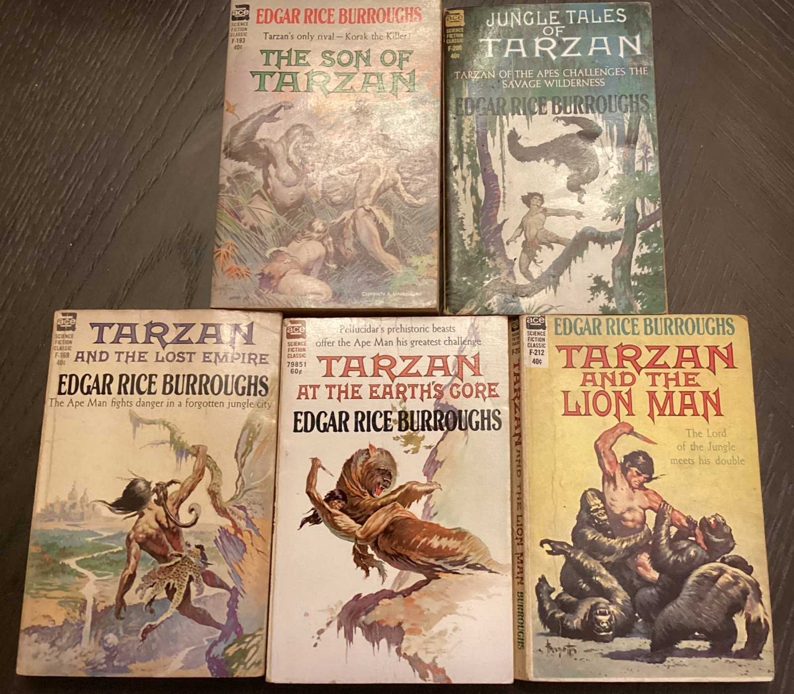 Lot of 5 Tarzan Books Edgar Rice Burroughs Ace Publishing Paperback Series