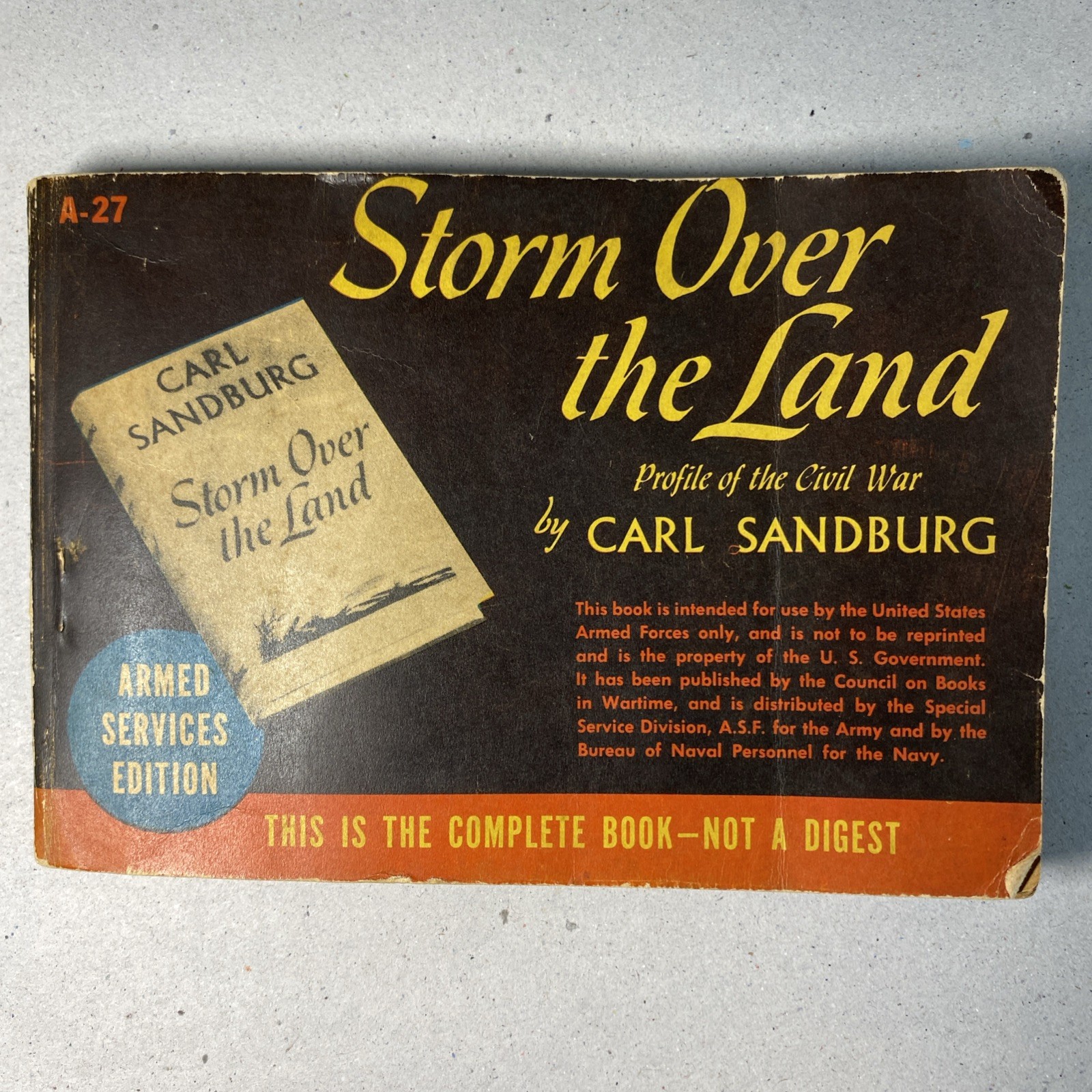 WWII Armed Services Edition A-27 Storm Over the Land Carl Sandburg Civil War ASE
