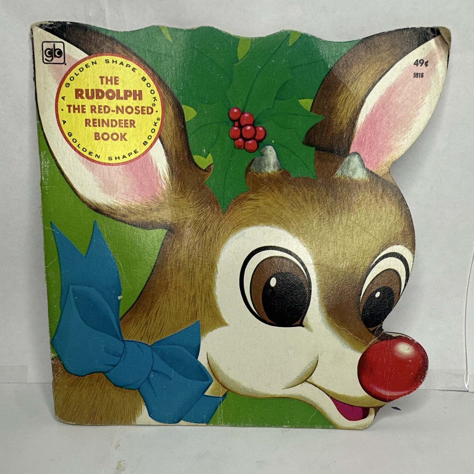 Golden Press Rudolph the Red-Nosed Reindeer Board Book—Golden Shape 1972