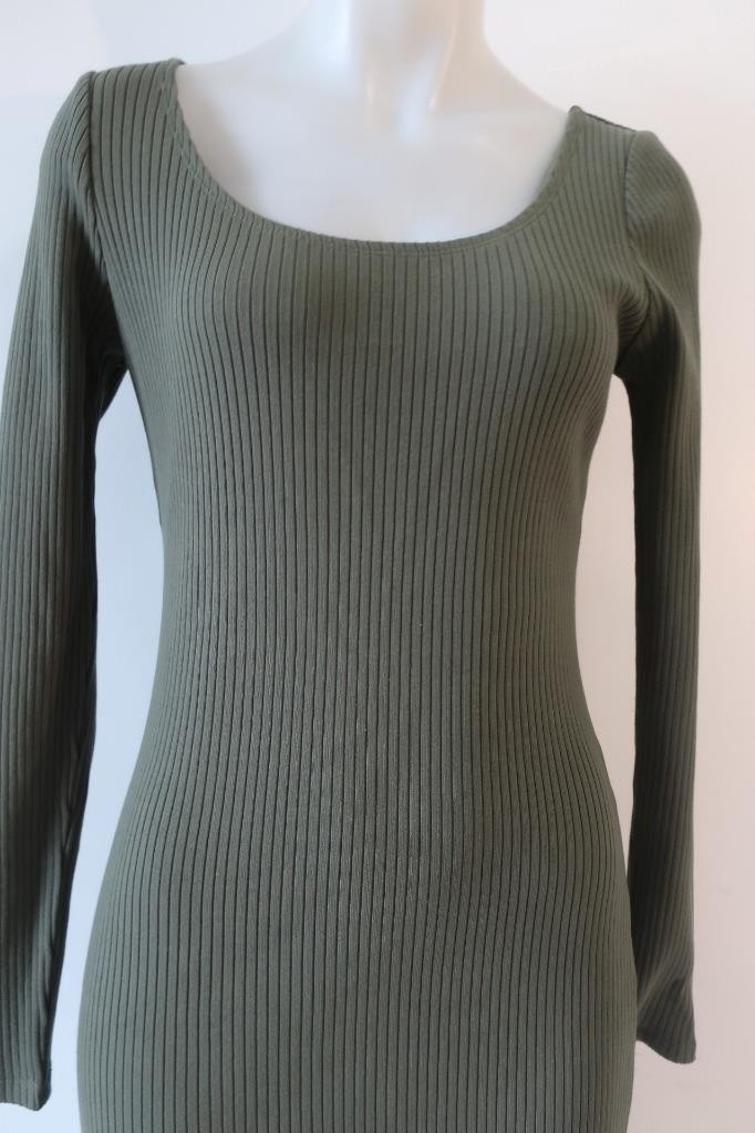 NWT Womens Calvin Klein Jeans Green Ribbed Midi Dress S