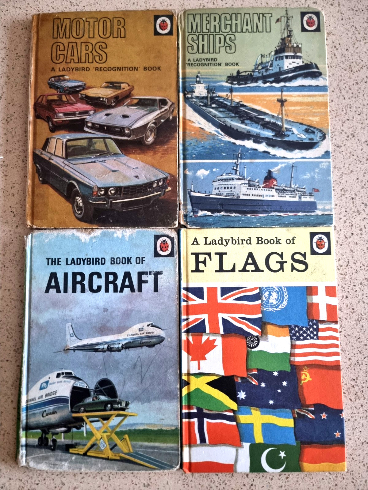 Vintage Ladybird Books x 4 – Series 584 – Flags Motor Cars Aircraft Ships