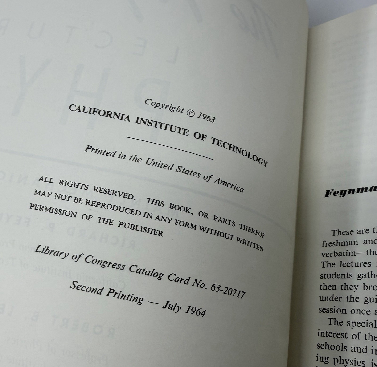 The Feynman Lectures On Physics Volume One 1964 First Ed. / Second Print Book 1