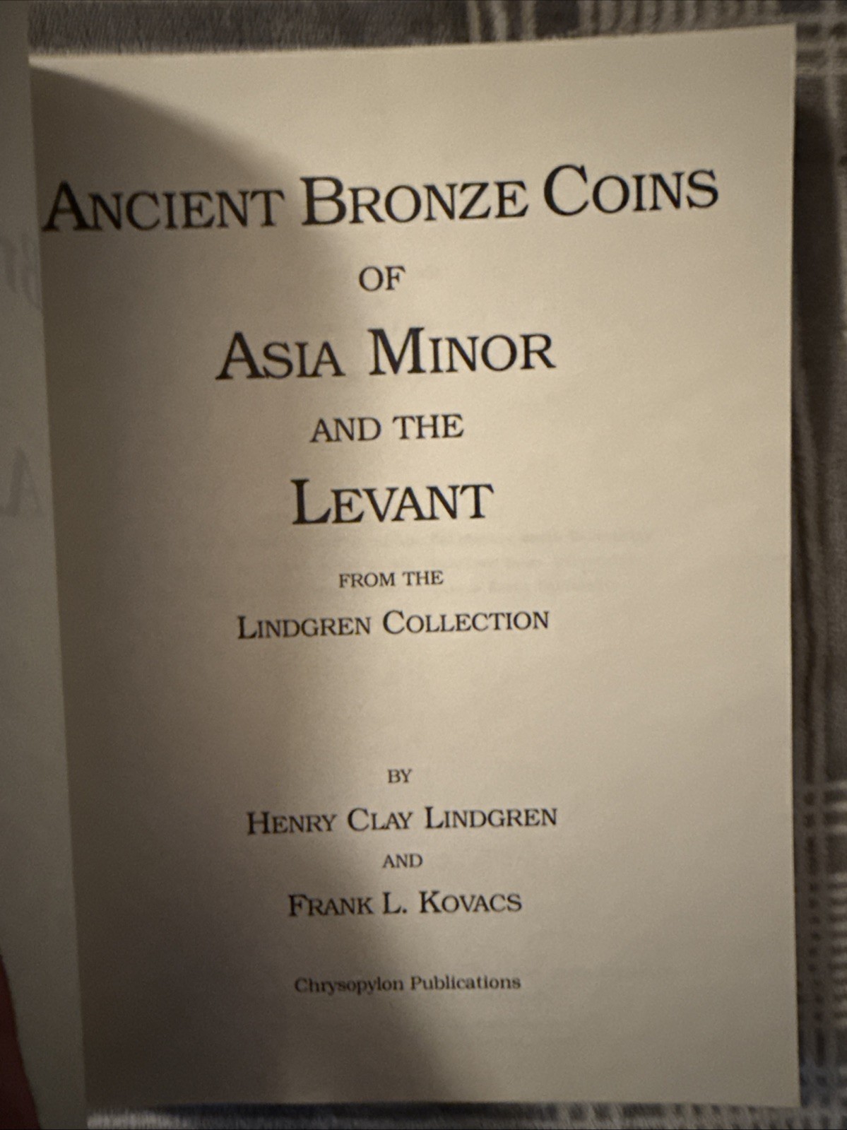 Ancient Bronze Coins of Asia Minor & the Levant from Lindgren Collection 1985