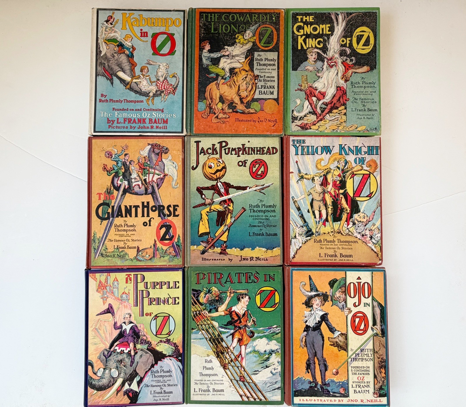 Lot of 9 OZ Hard Cover Books by Ruth Plumly Thompson Color Plates Baum